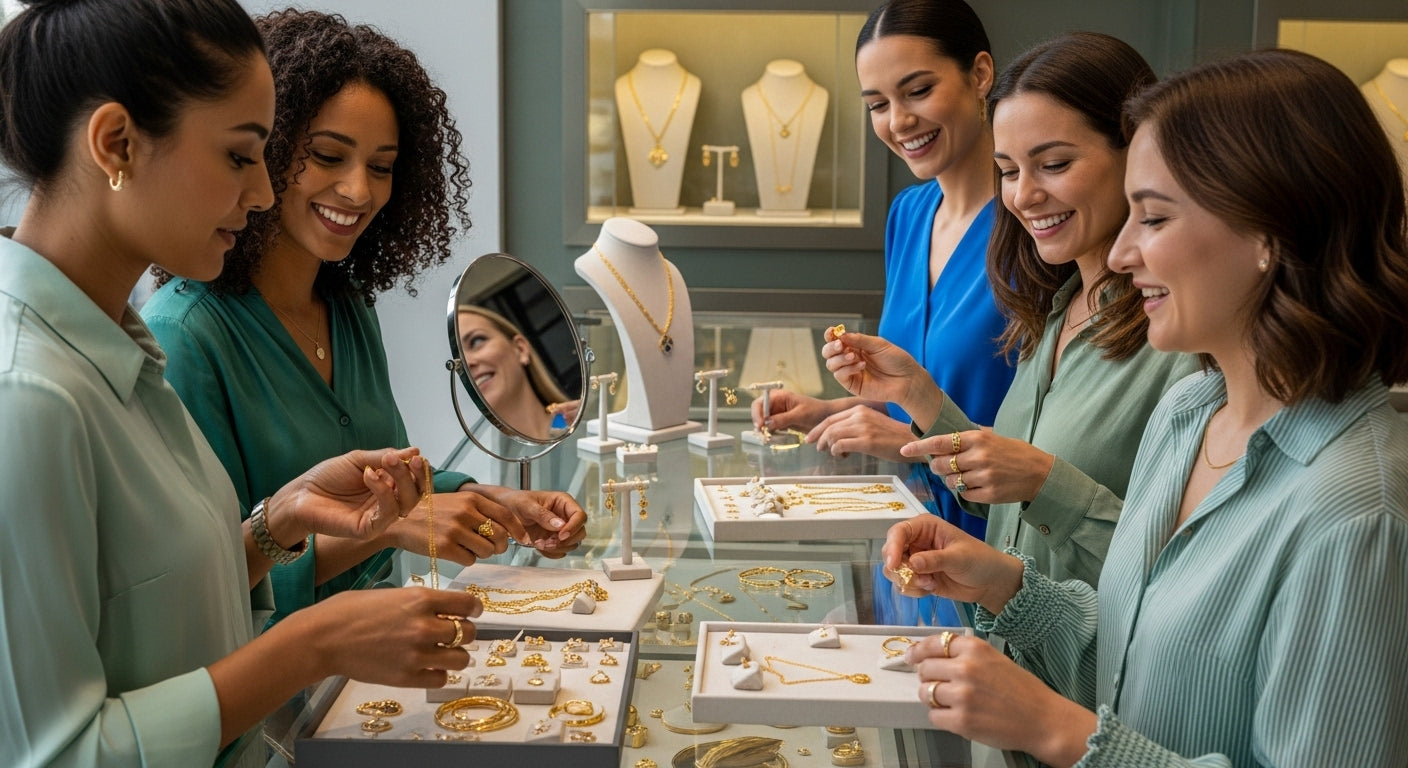 gold jewelry types, women, jewelry store