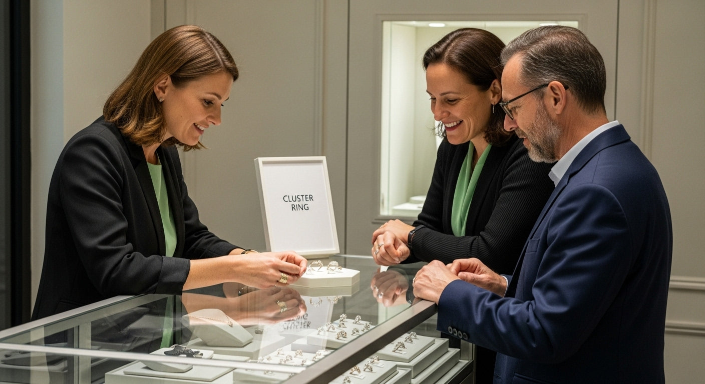 cluster ring showcase jewelry