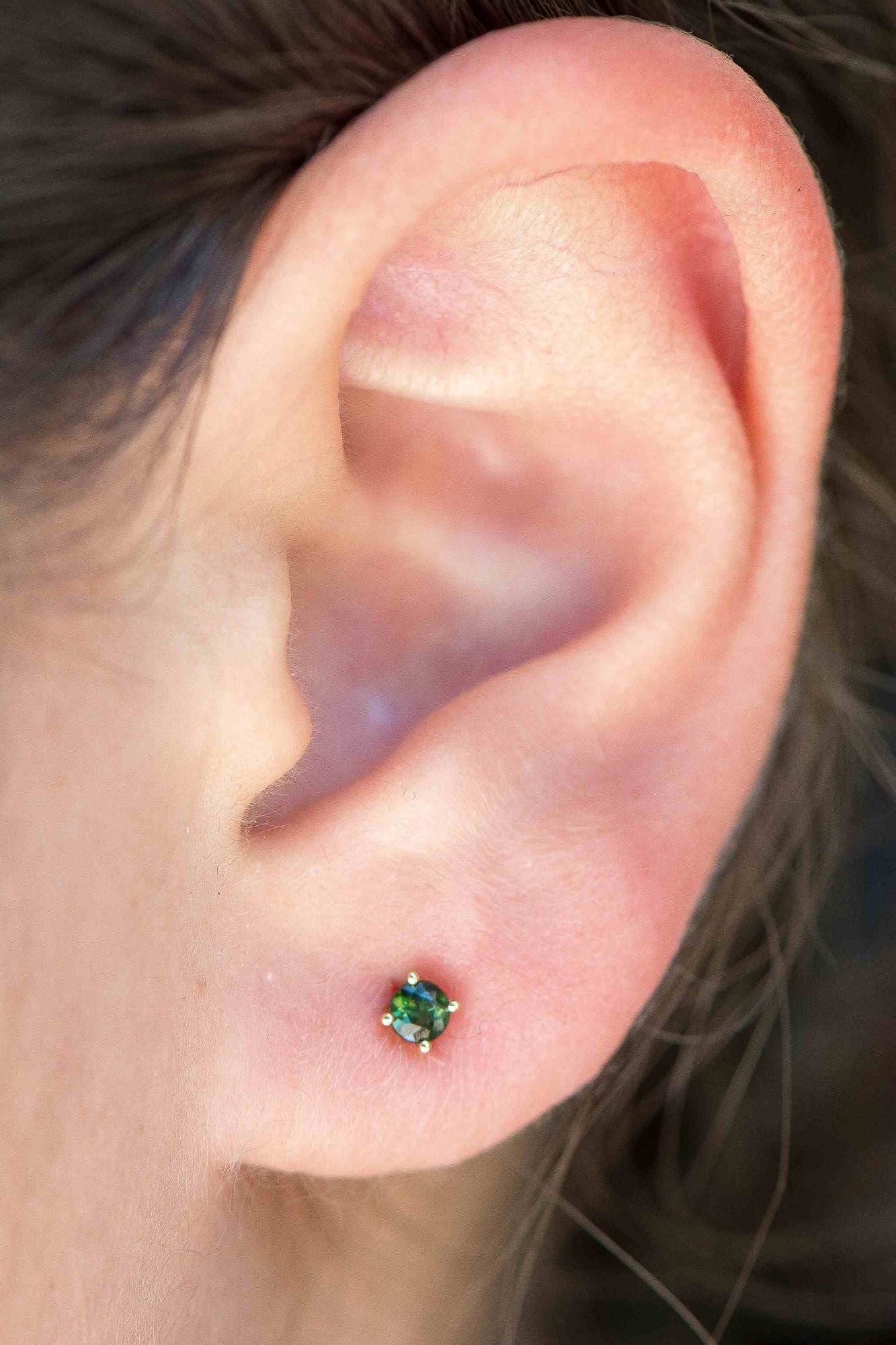 14k Gold Green Tourmaline Stud Earrings