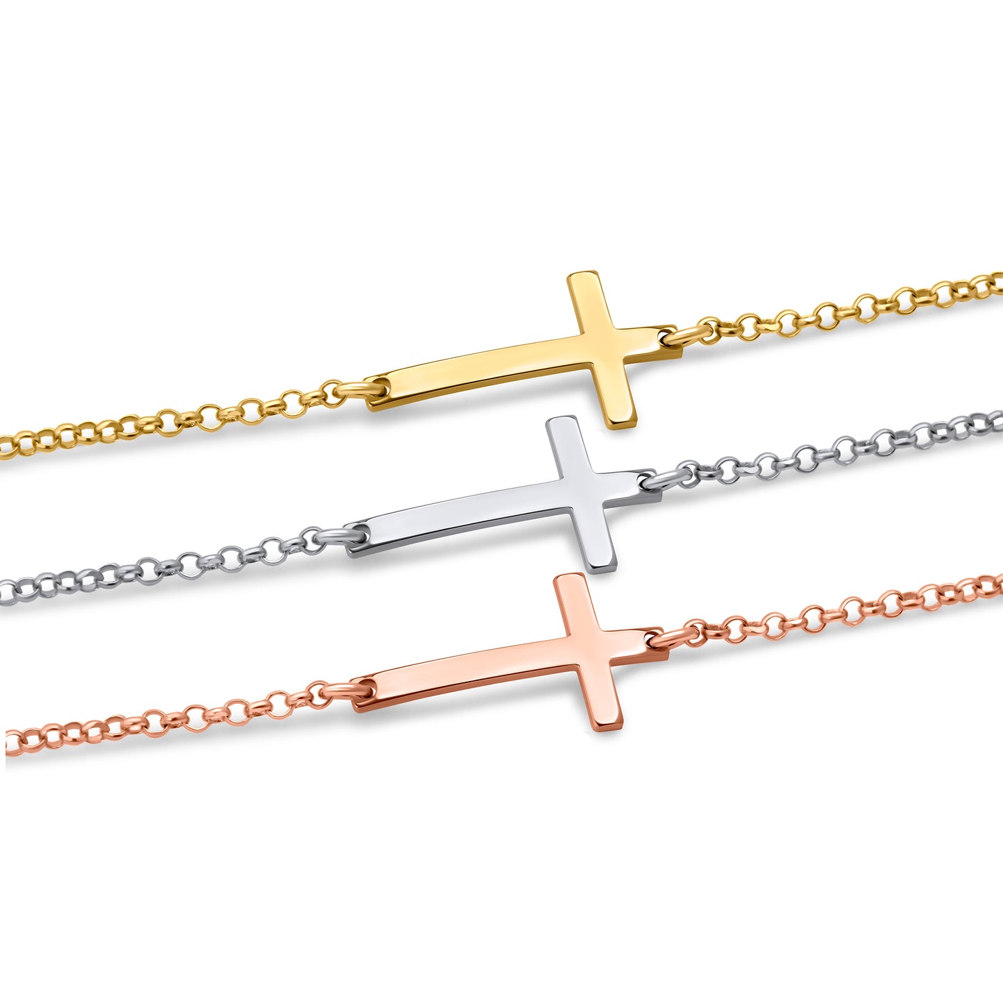 Sideways Layering Cross Necklace
