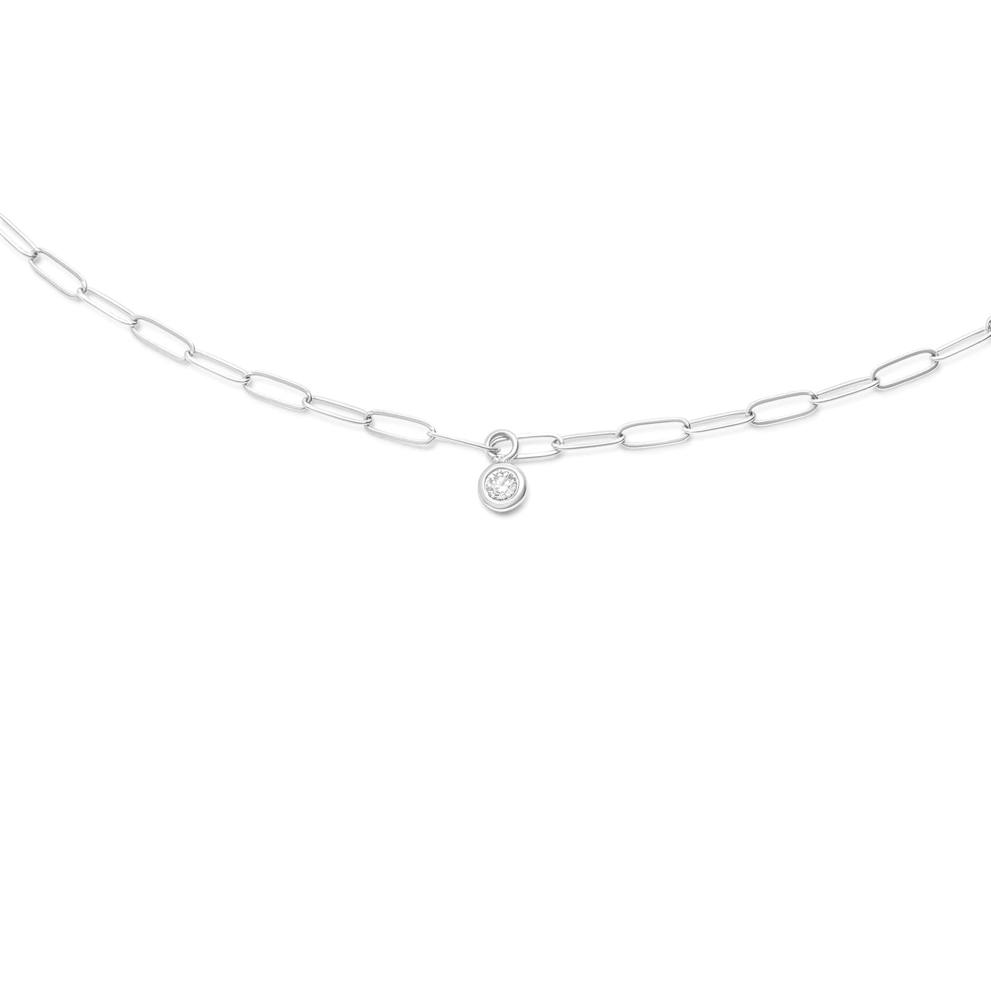 Gold Paperclip Chain Link Necklace with Diamond Pendant