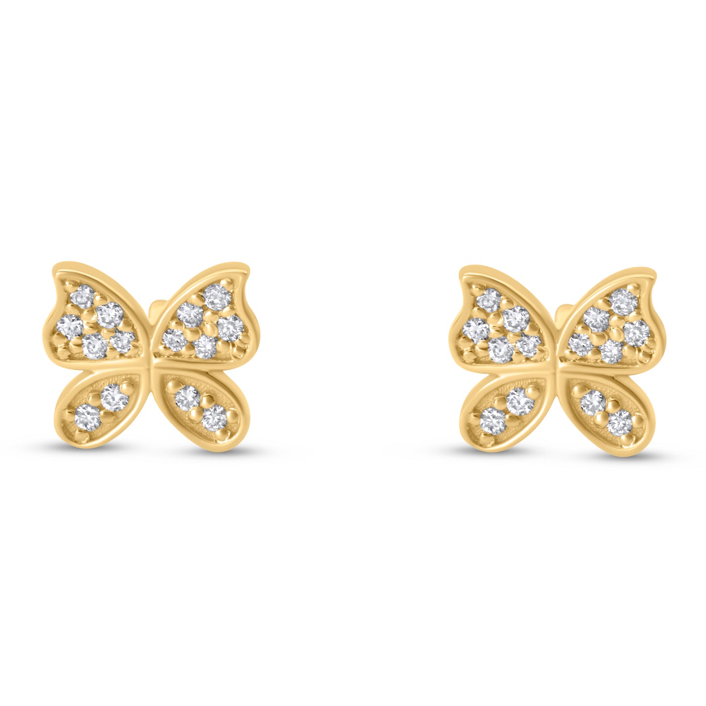 Diamond Butterfly Stud Earrings - 14k Gold - Malibu Vibes Jewelry