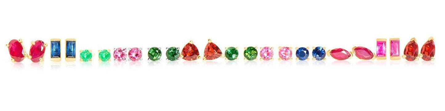 14k Baguette Cut Ruby Stud Earrings