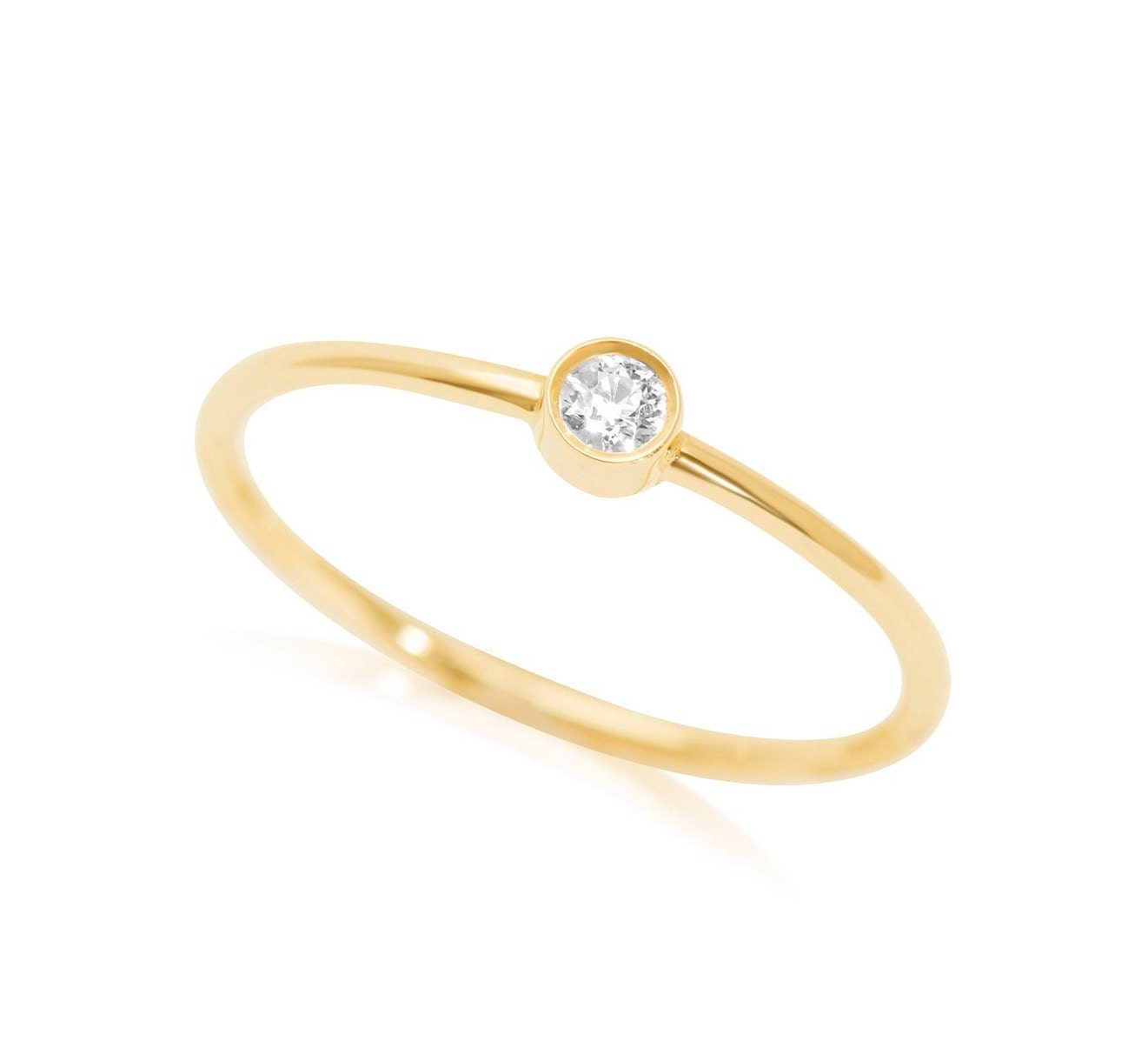 14k Bezel Diamond Solitaire Ring