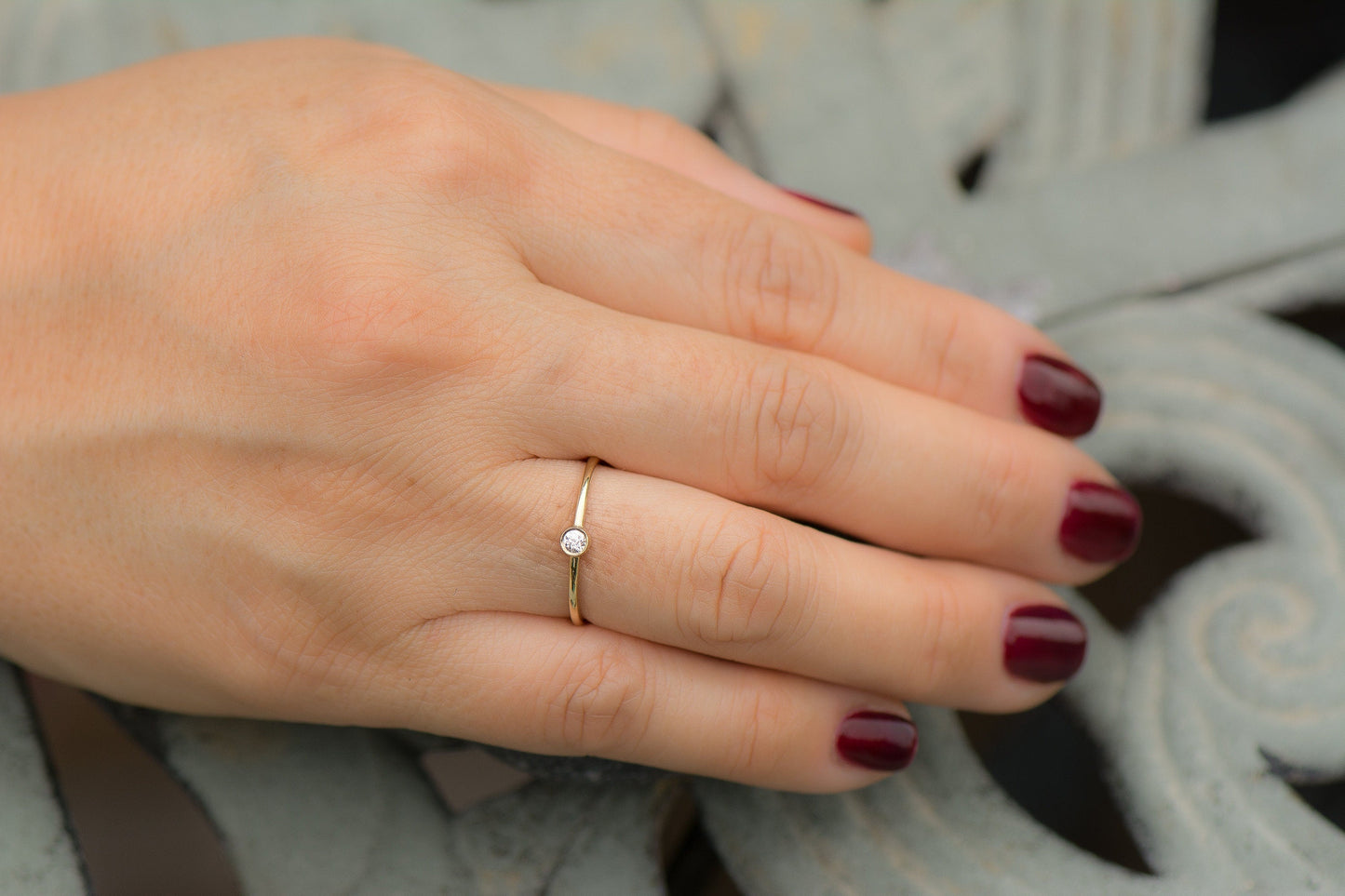 14k Bezel Diamond Solitaire Ring