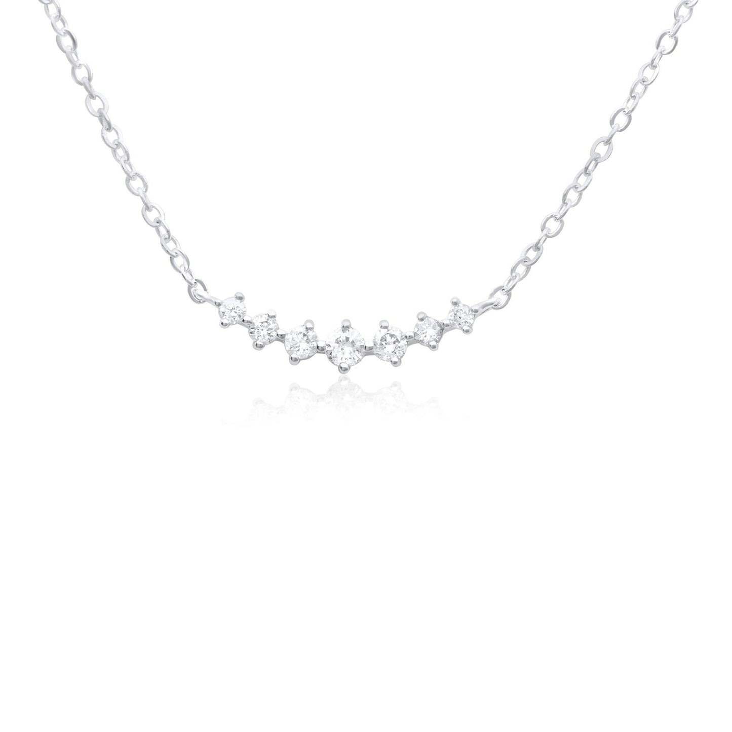 Floating Diamond Curved Bar Necklace
