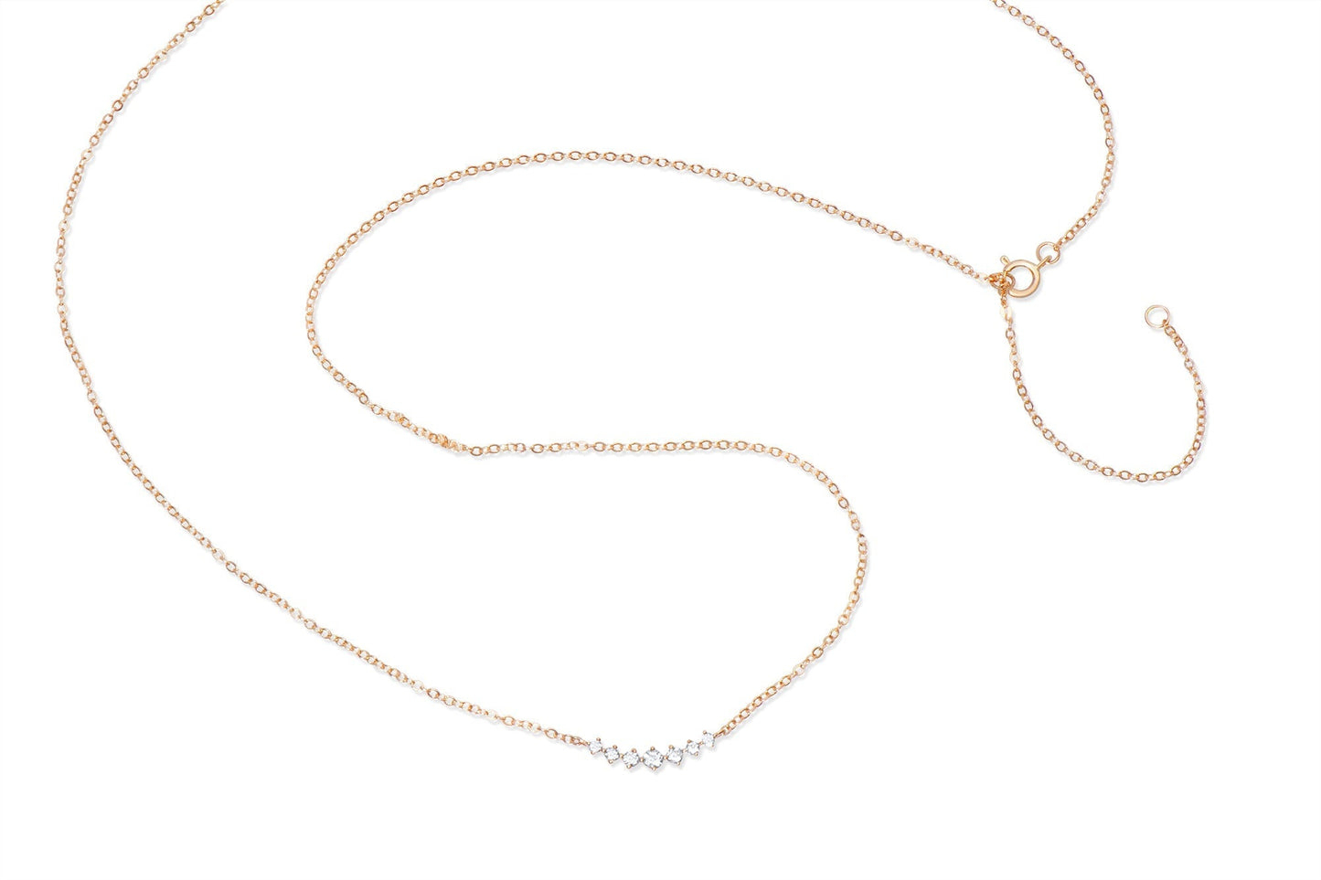 Floating Diamond Curved Bar Necklace