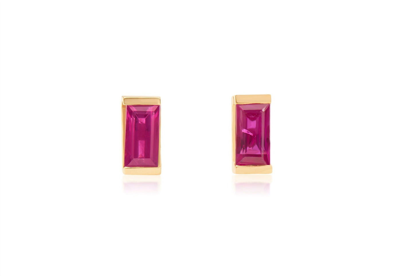 Ruby Stud Earrings Gold