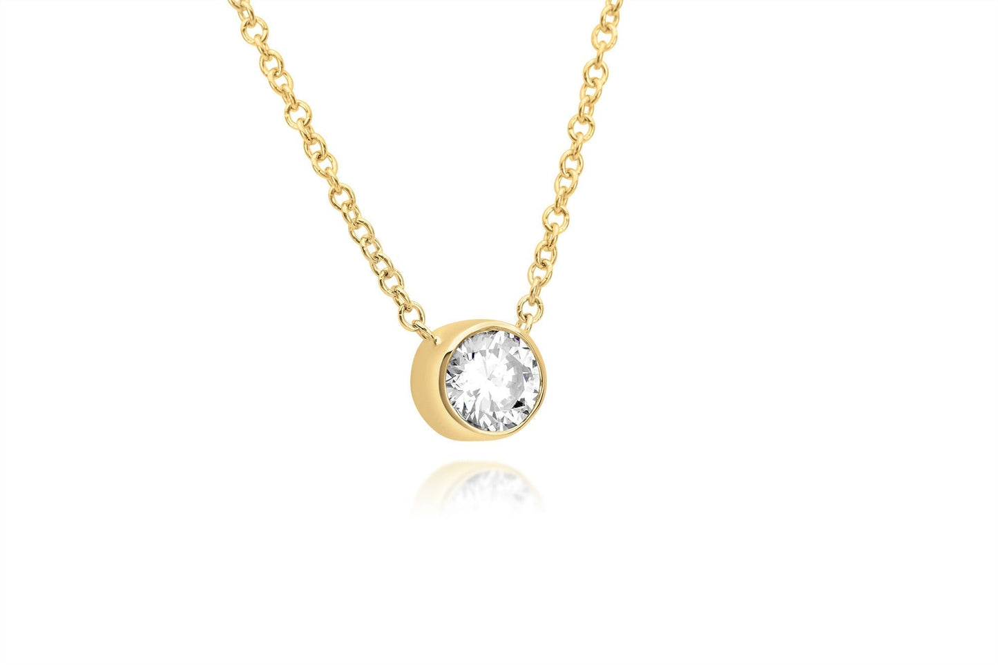 14K Gold Bezel Set Diamond Necklace