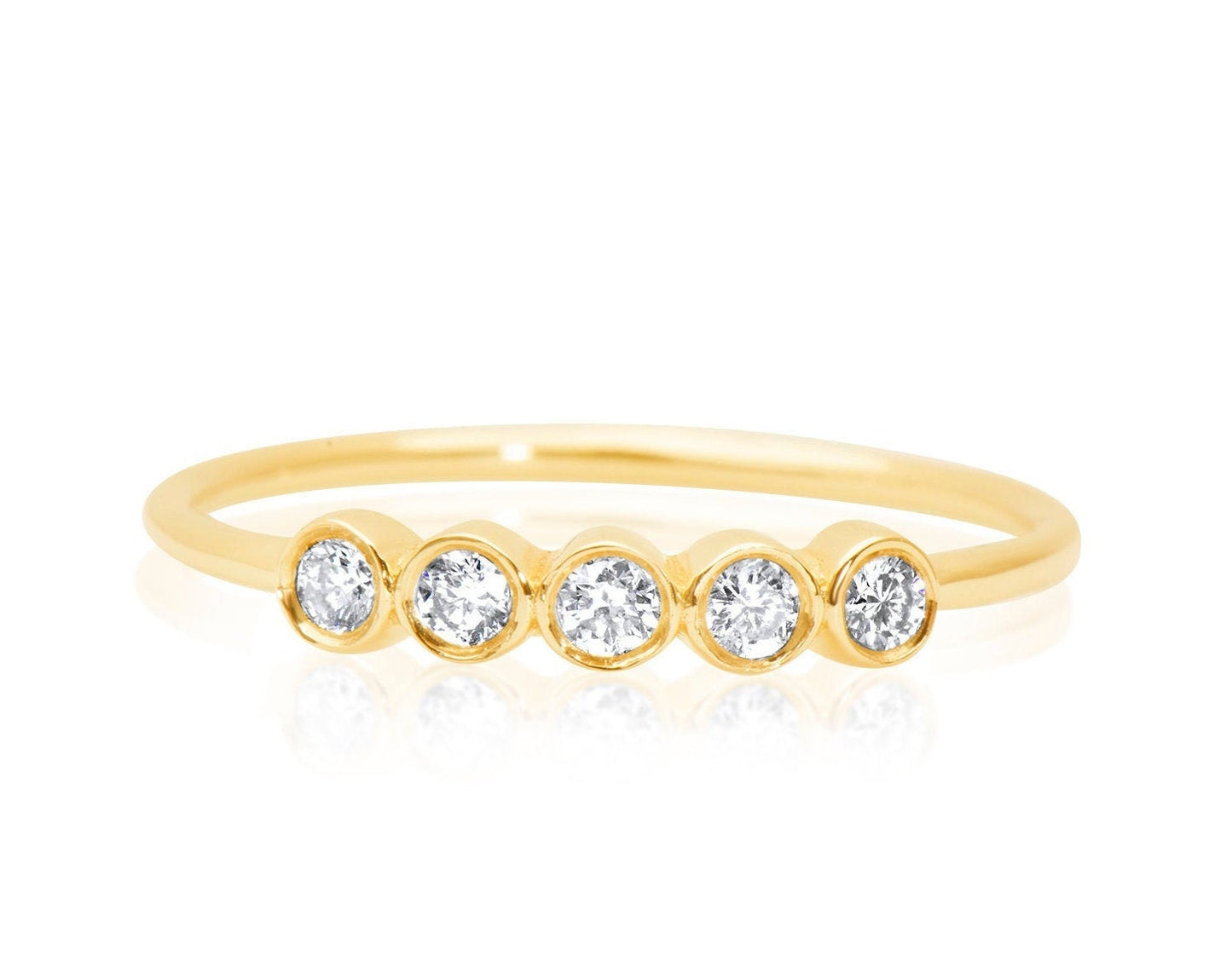 14K Gold Bezel Set Diamond Wedding Band