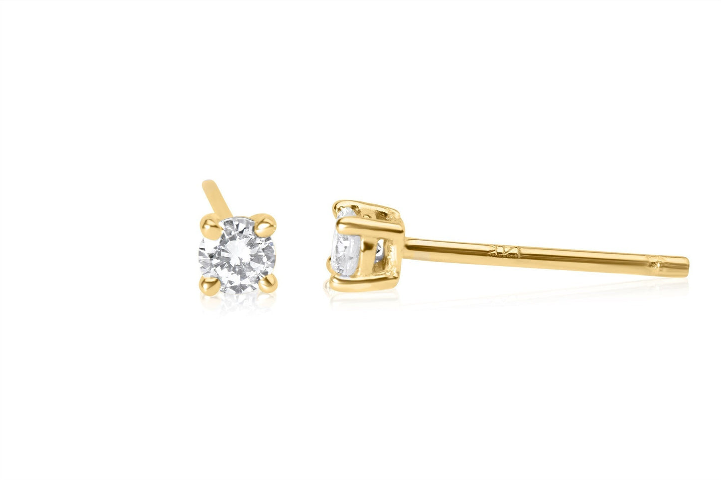 14k Gold Round Cut Diamond Earrings