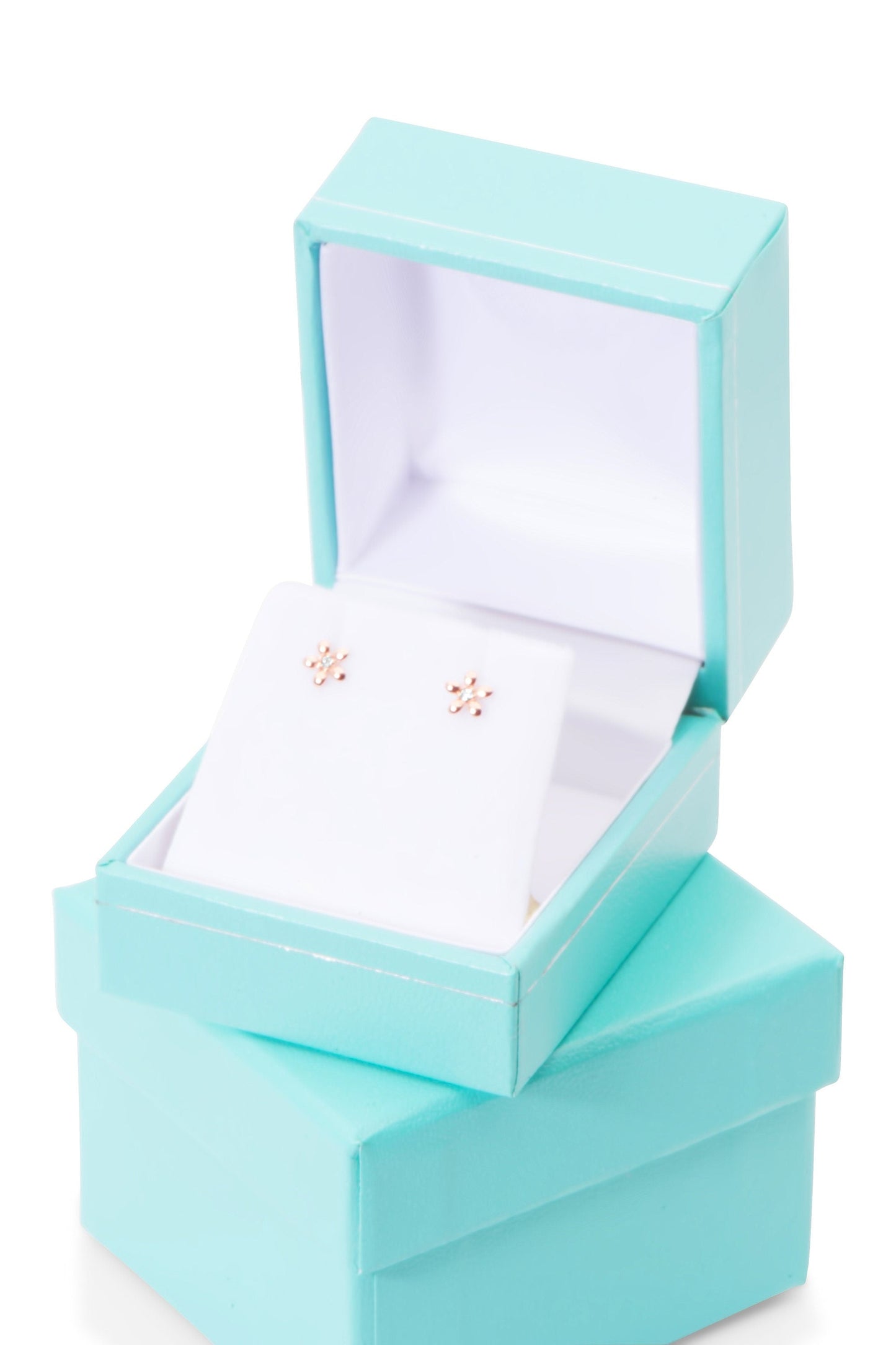 14K Gold Flower Diamond Tiny Stud Earrings