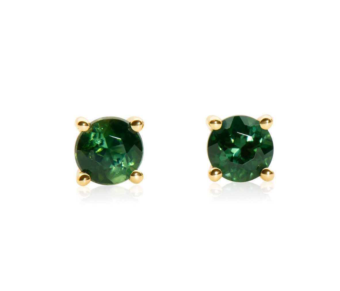 14k Gold Green Tourmaline Stud Earrings