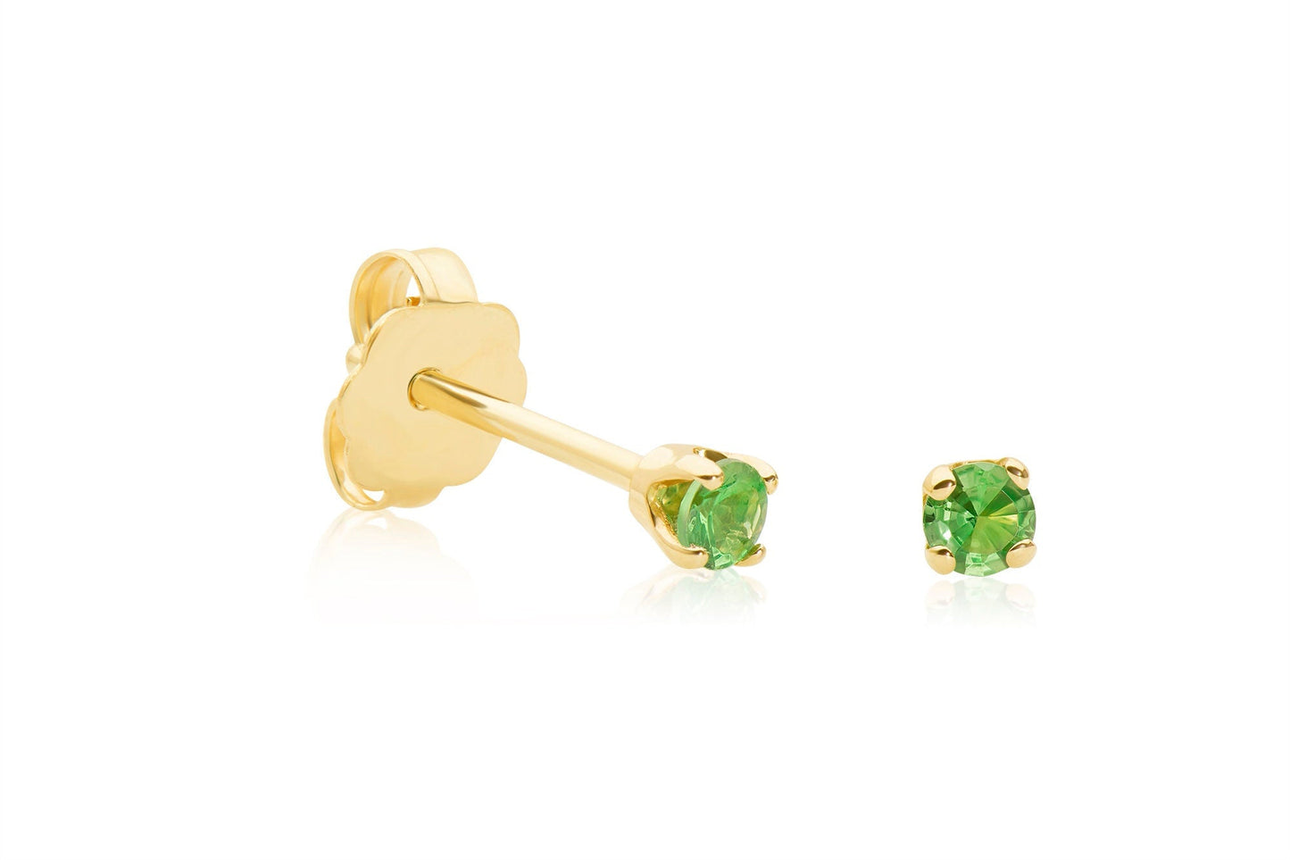 14k Gold Green Tsavorite Stud Earrings