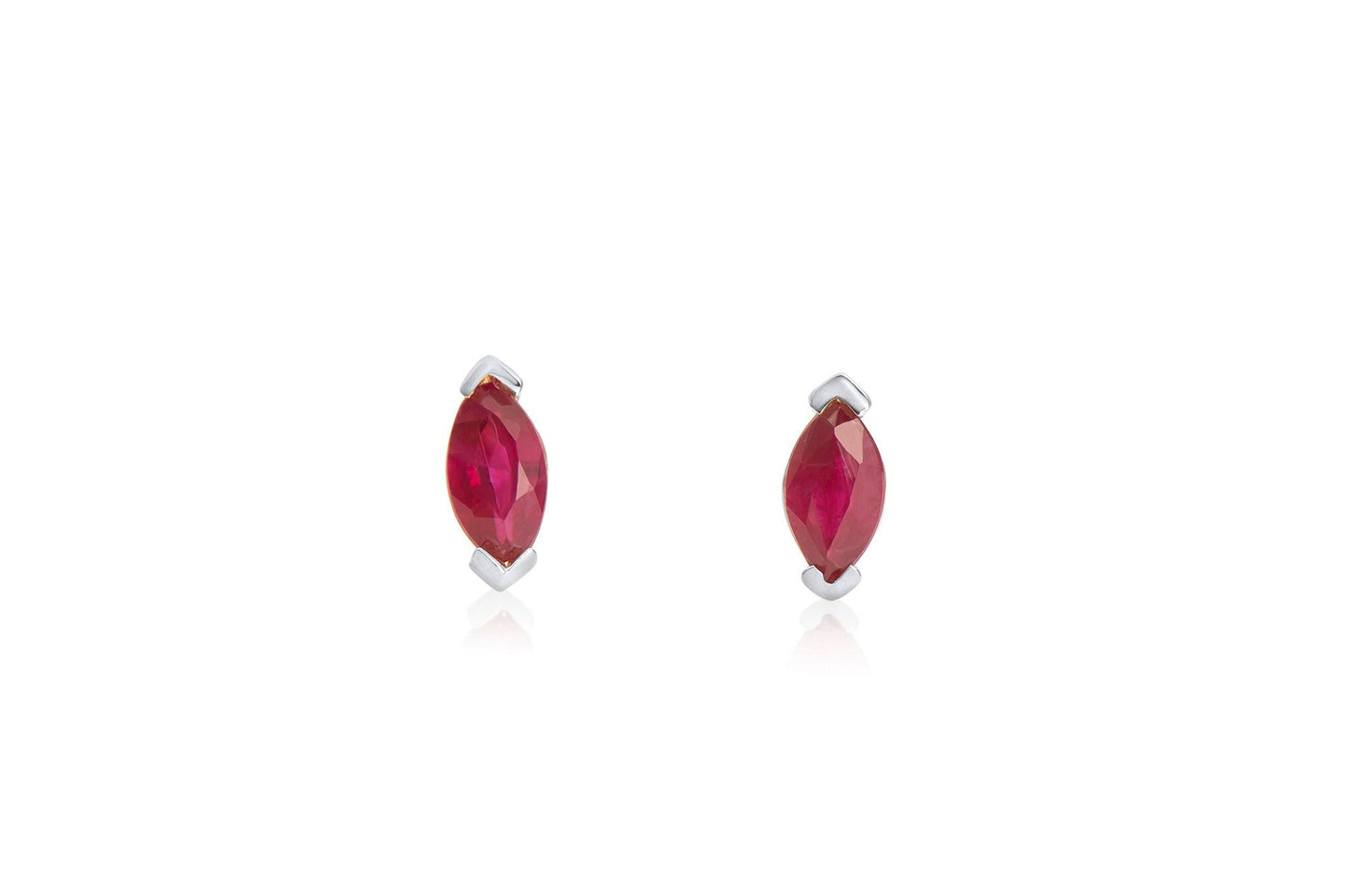 14k Gold Marquise Cut Ruby Stud Earrings 0.25ct.