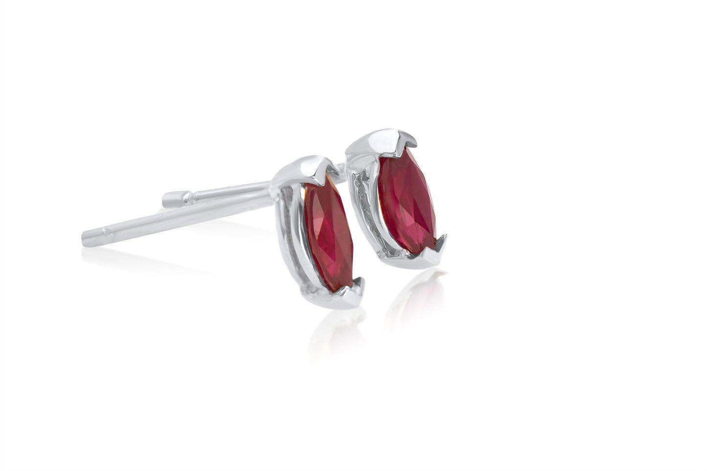 14k Gold Marquise Ruby Stud Earrings