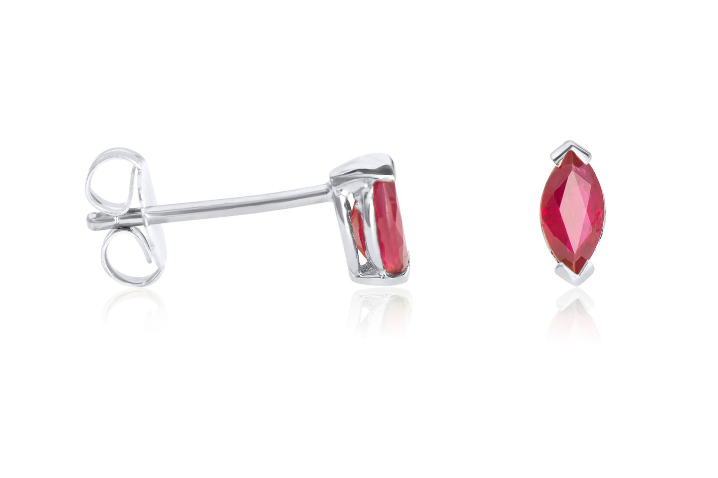 14k Gold Marquise Ruby Stud Earrings