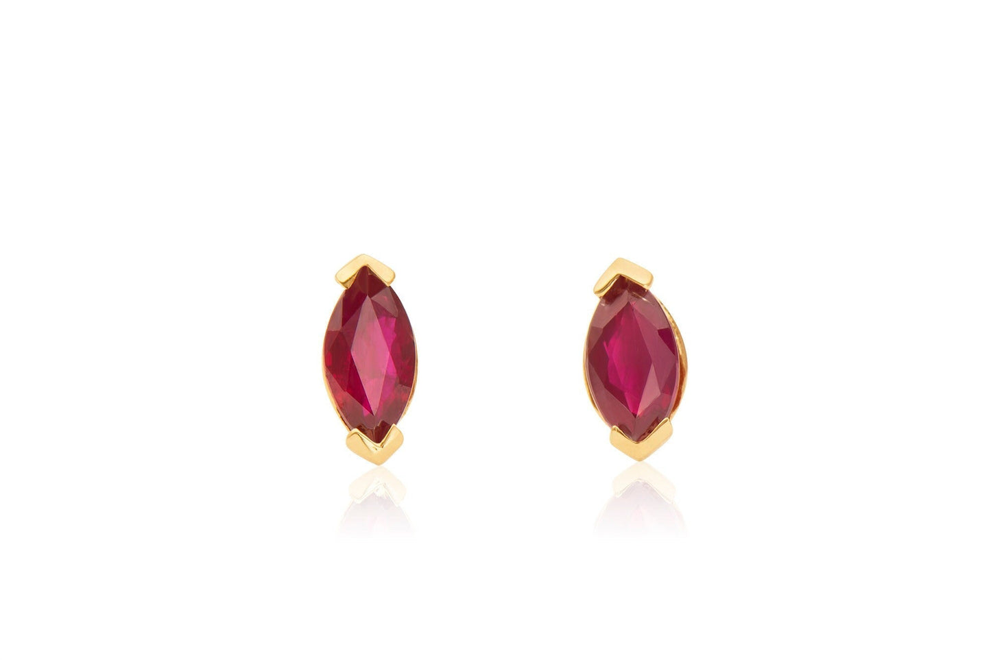 14k Gold Marquise Ruby Stud Earrings