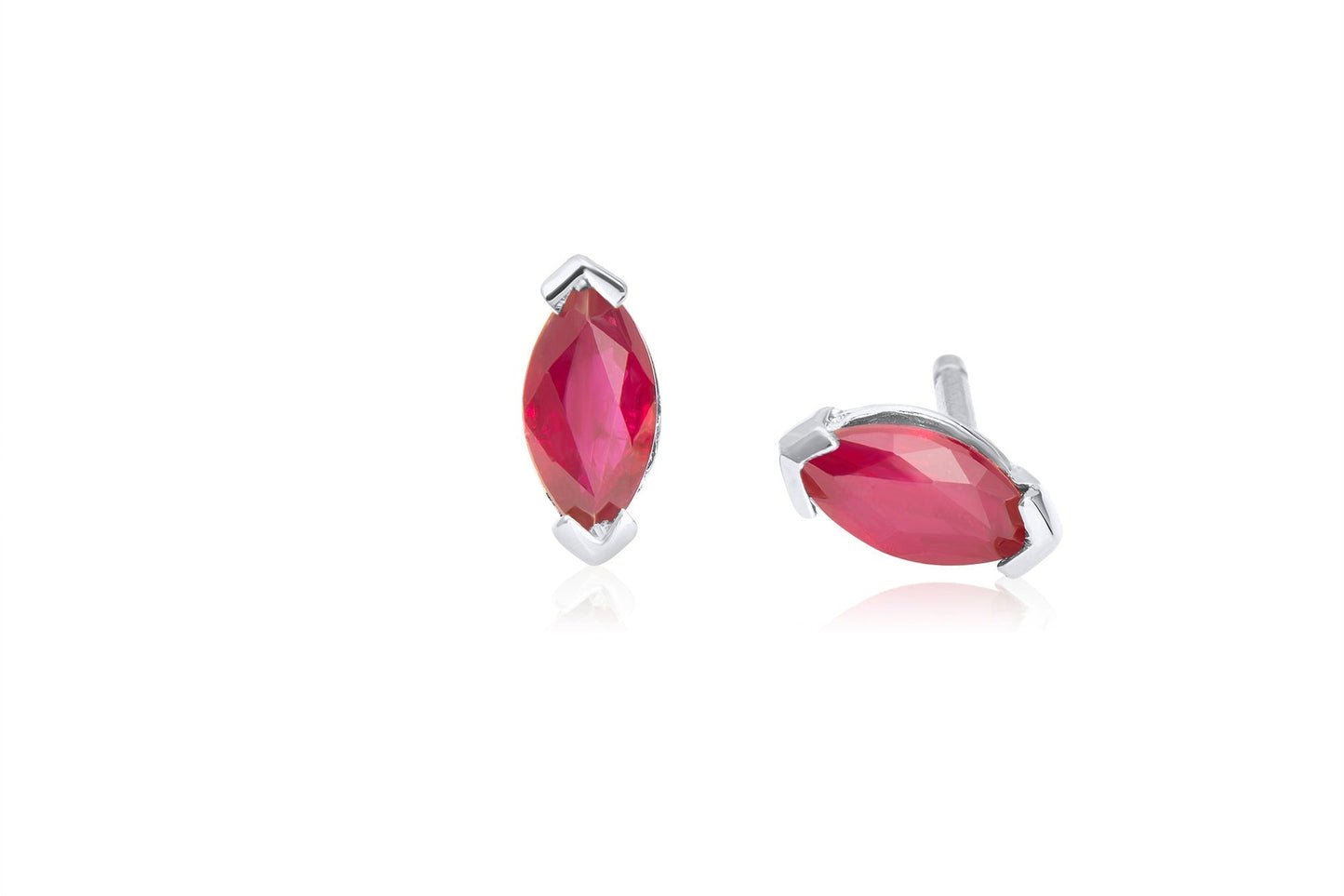 14k Gold Marquise Ruby Stud Earrings