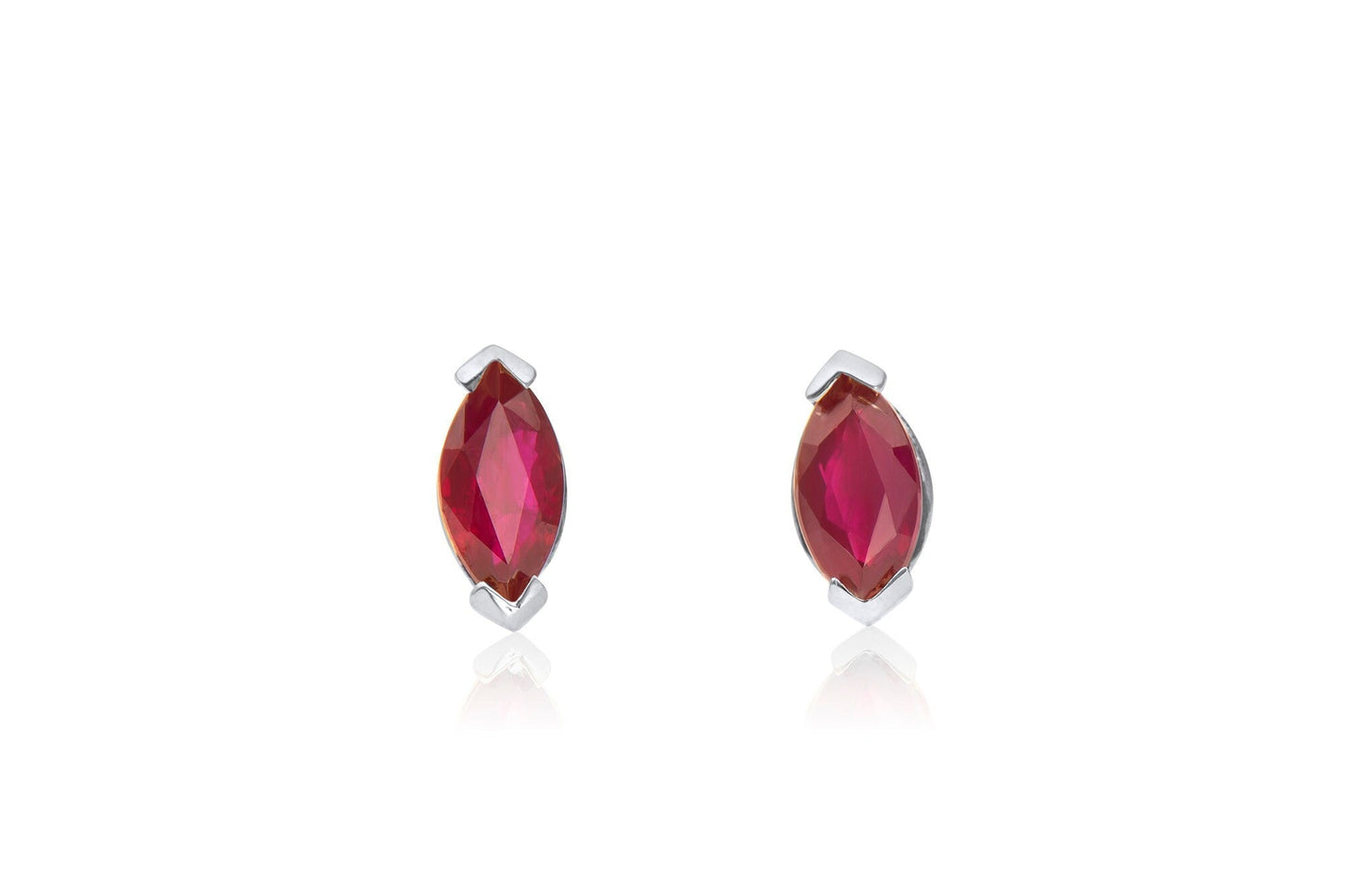 14k Gold Marquise Ruby Stud Earrings