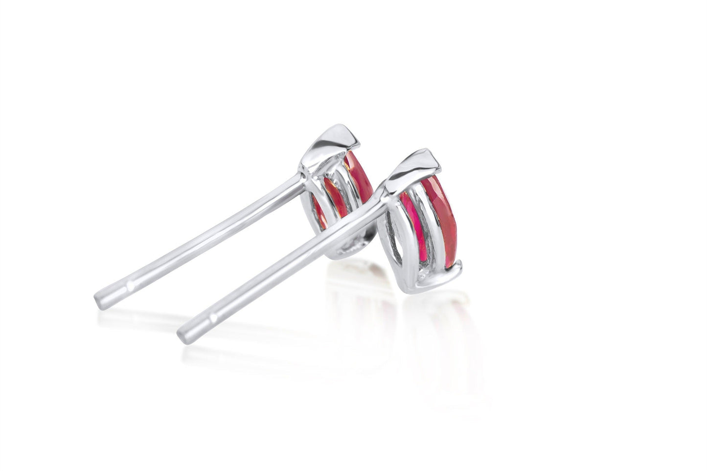 14k Gold Marquise Ruby Stud Earrings