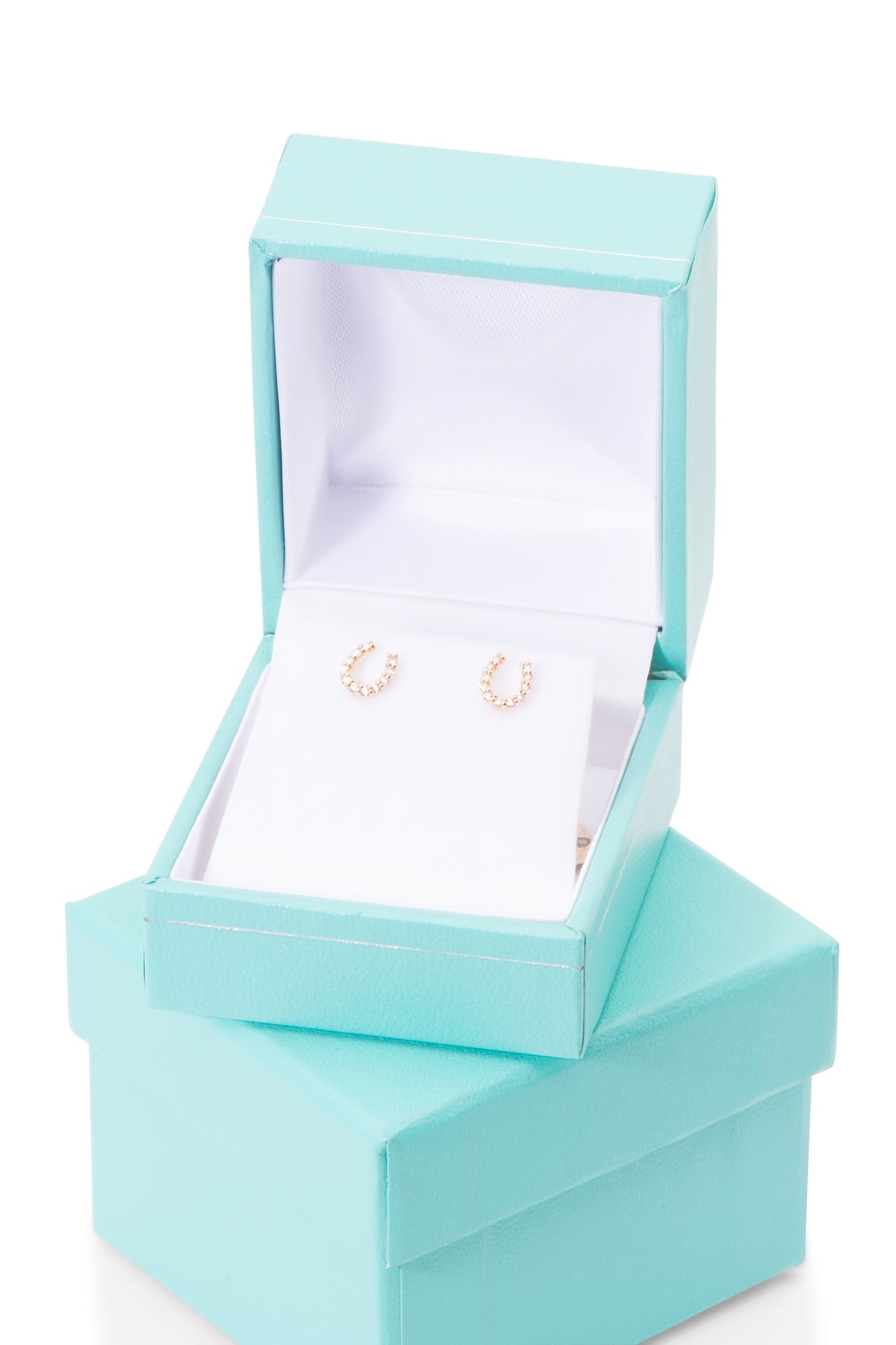 14k Gold Mini Diamond Horseshoe Stud Earrings