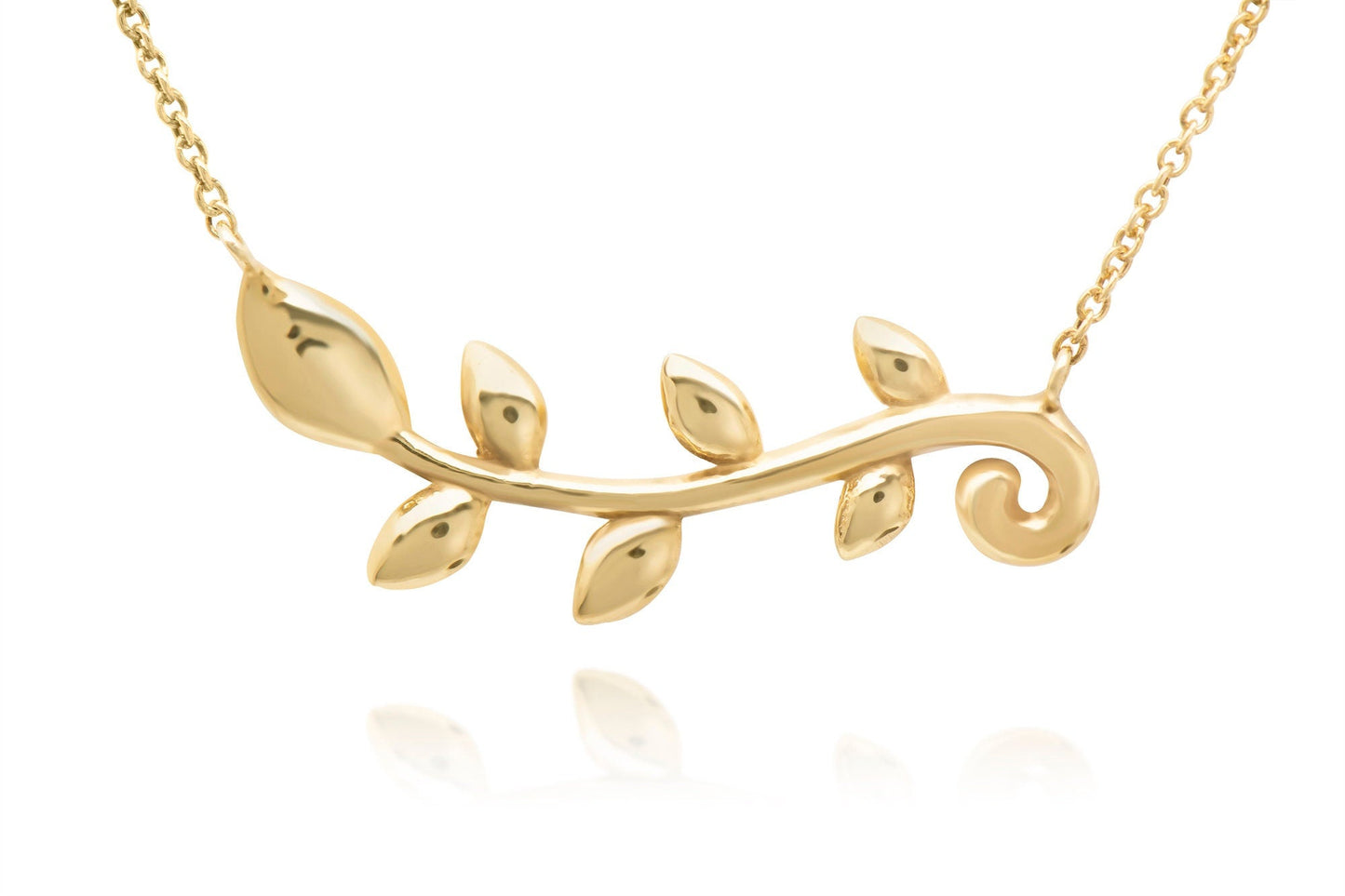 14k Gold Olive Leaf Vine Pendant