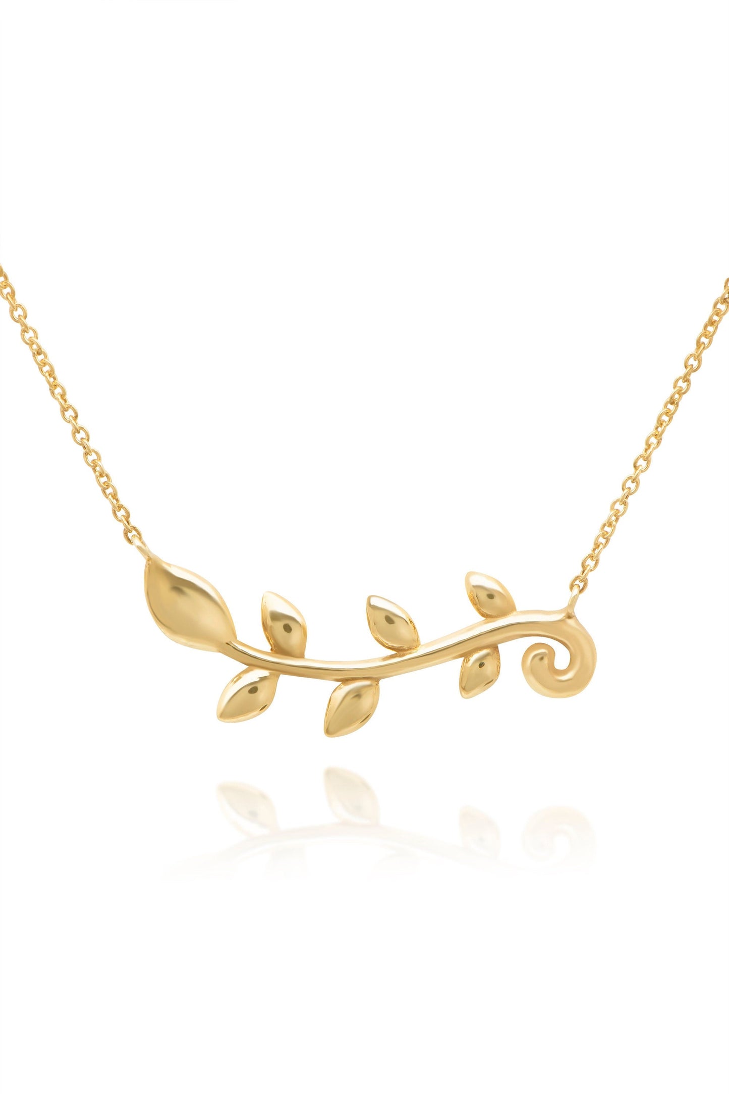 14k Gold Olive Leaf Vine Pendant