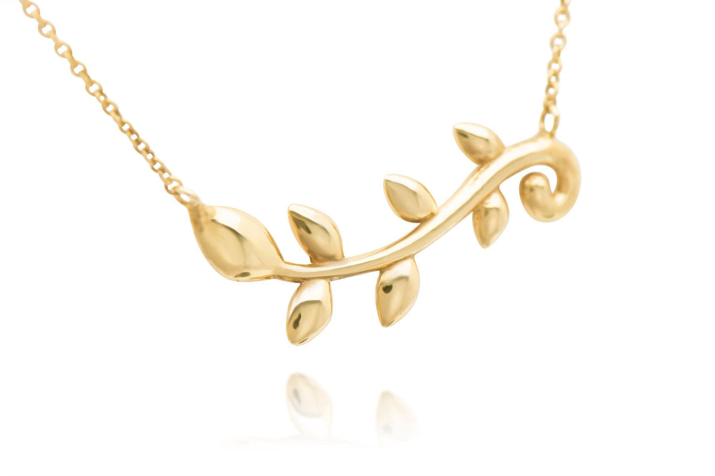 14k Gold Olive Leaf Vine Pendant