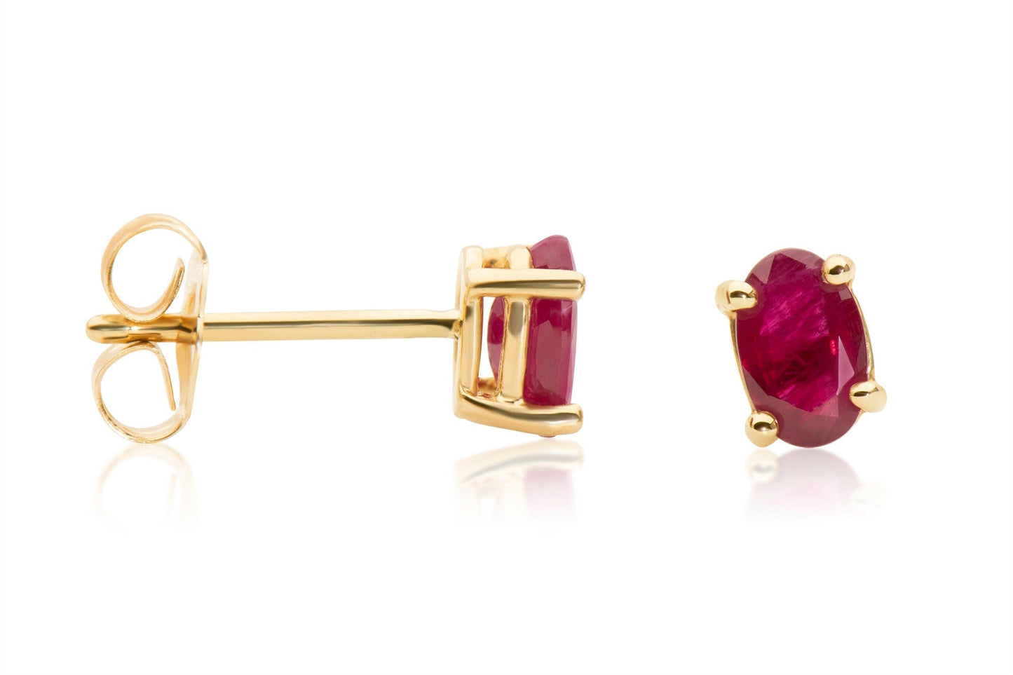 14k Gold Oval Ruby Stud Earrings