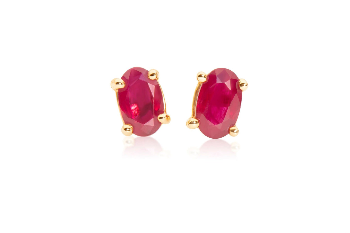 14k Gold Oval Ruby Stud Earrings