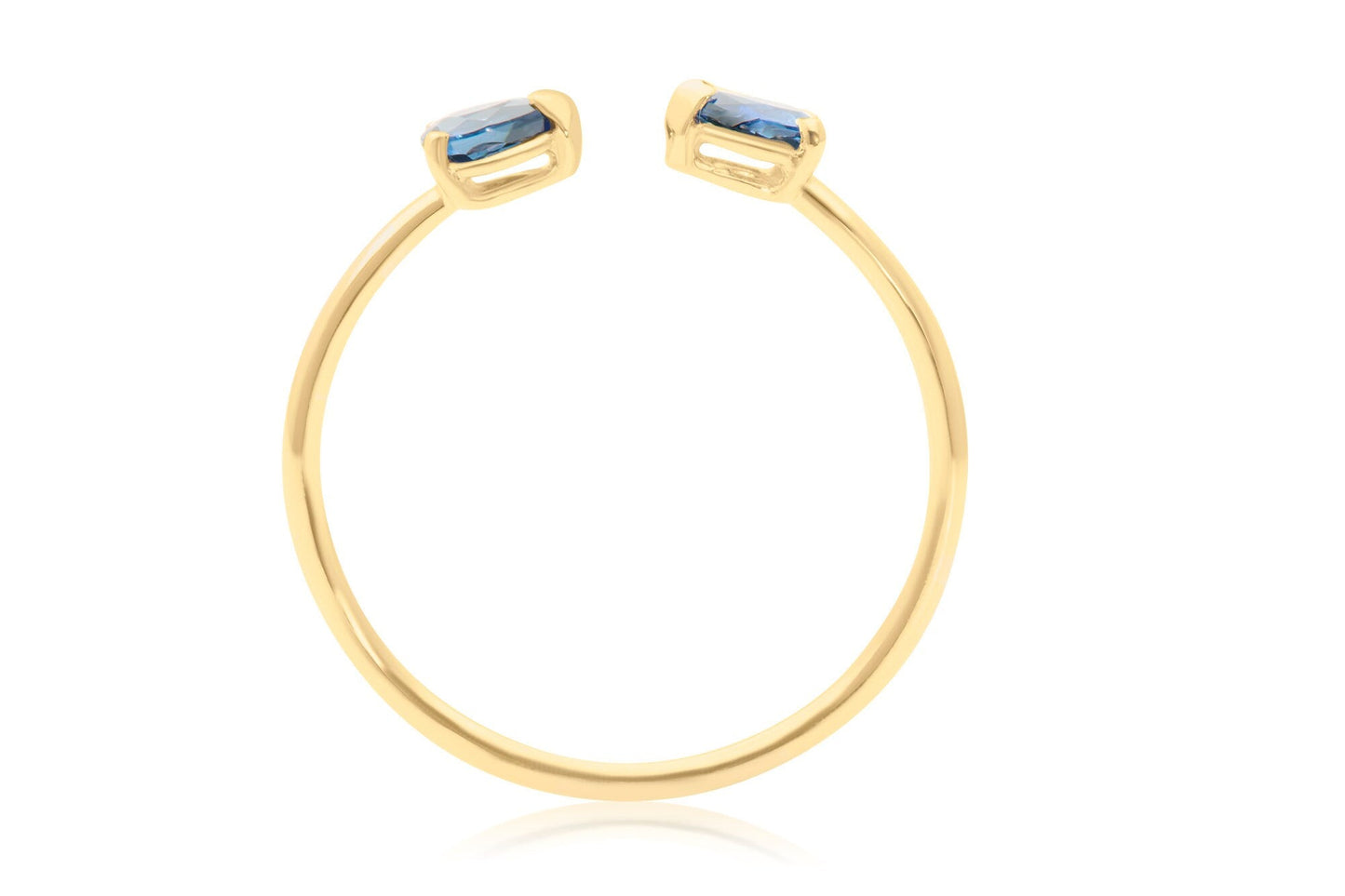14k Gold Pear Shape Open Band Sapphire Ring