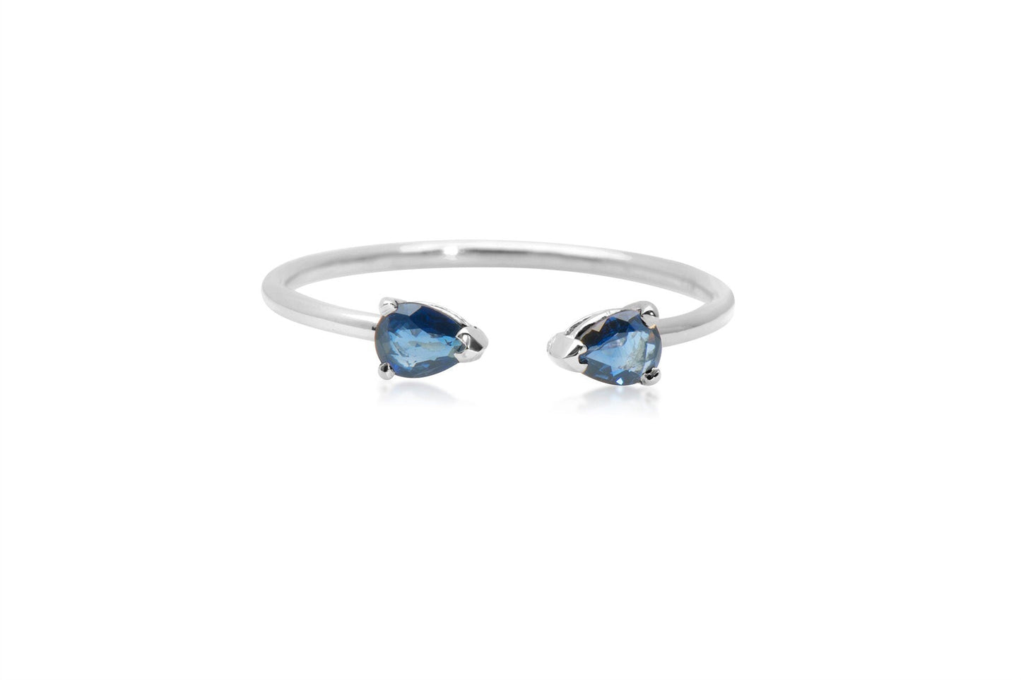 14k Gold Pear Shape Open Band Sapphire Ring