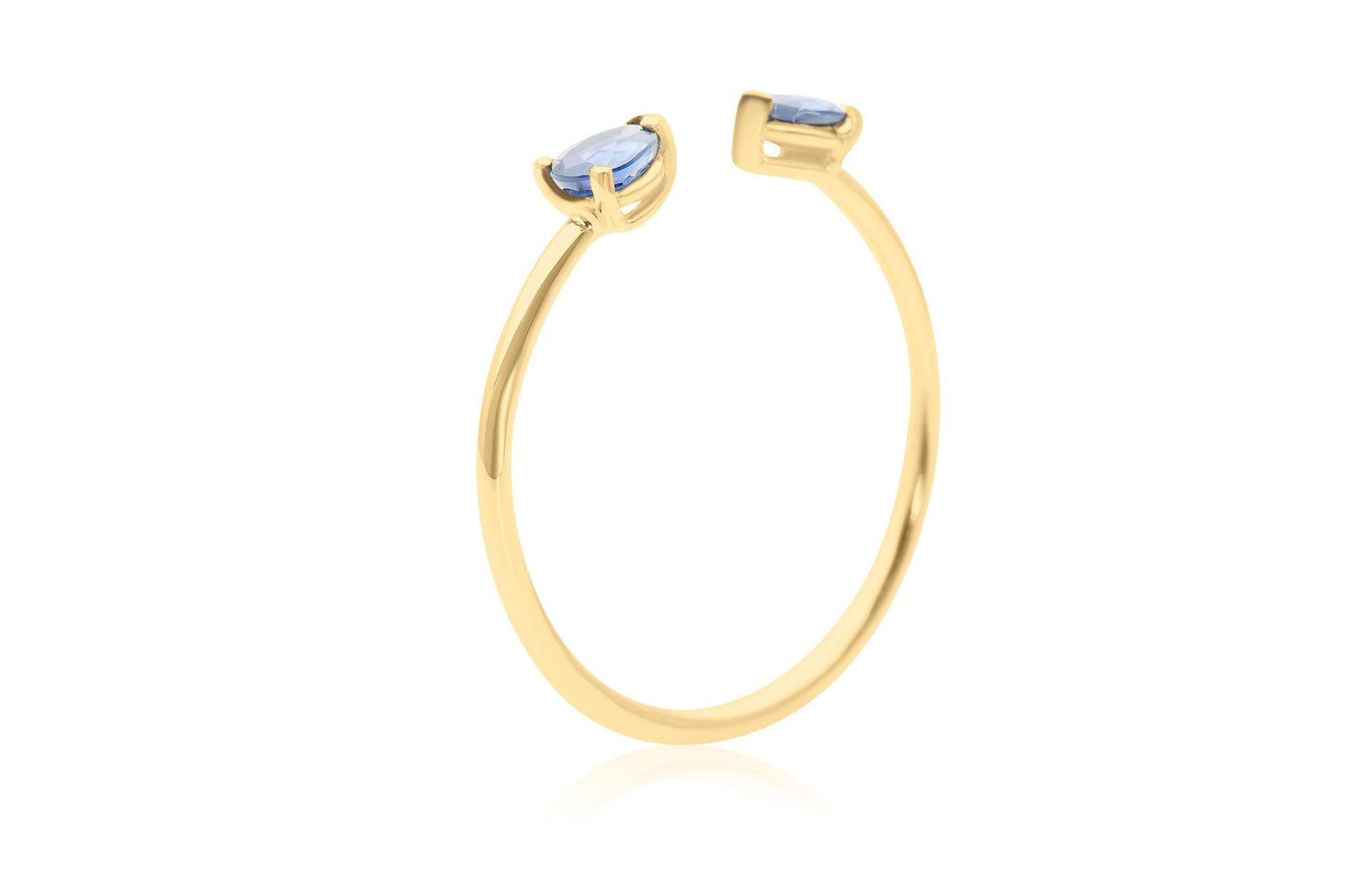 14k Gold Pear Shape Open Band Sapphire Ring