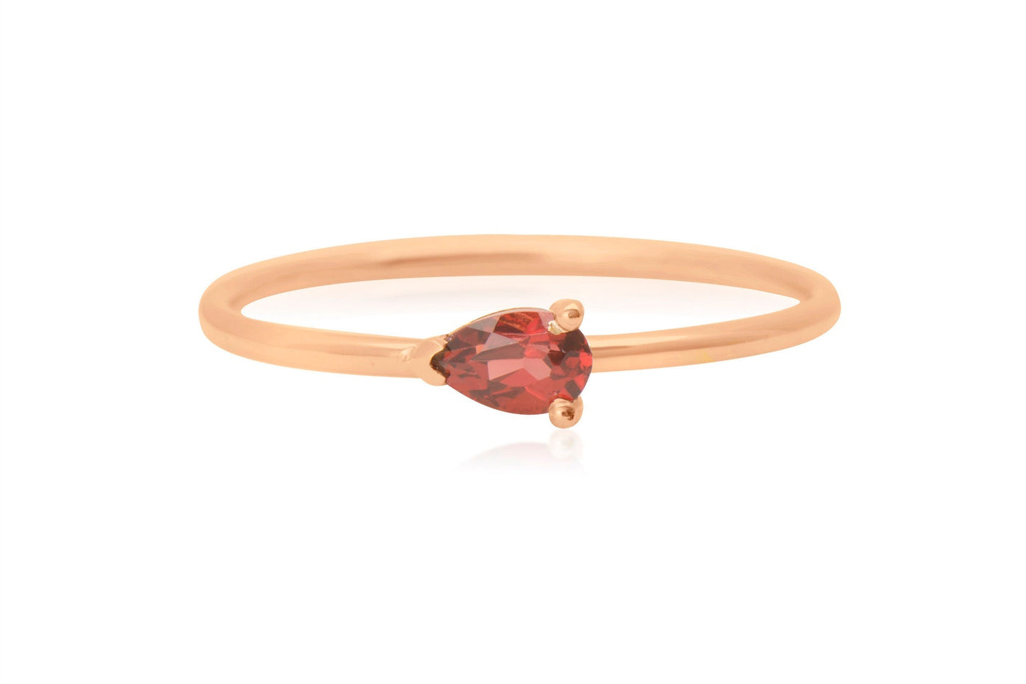14k Gold Pear Shape Sideways Garnet Ring