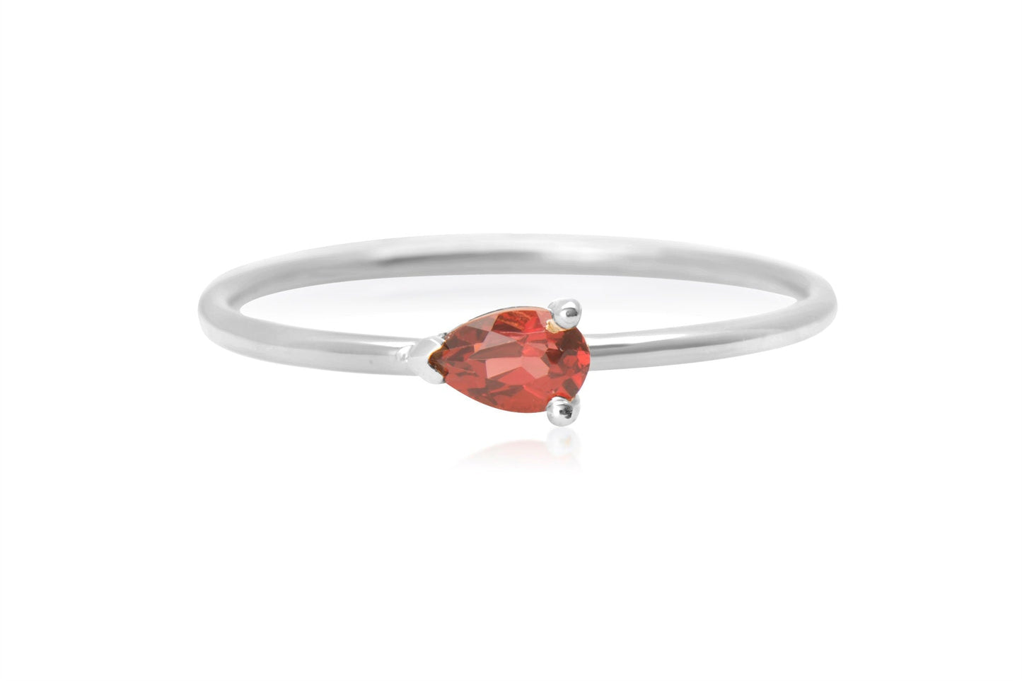 14k Gold Pear Shape Sideways Garnet Ring