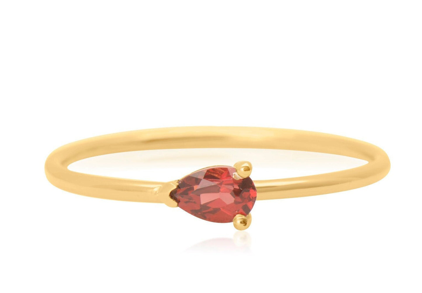 14k Gold Pear Shape Sideways Garnet Ring