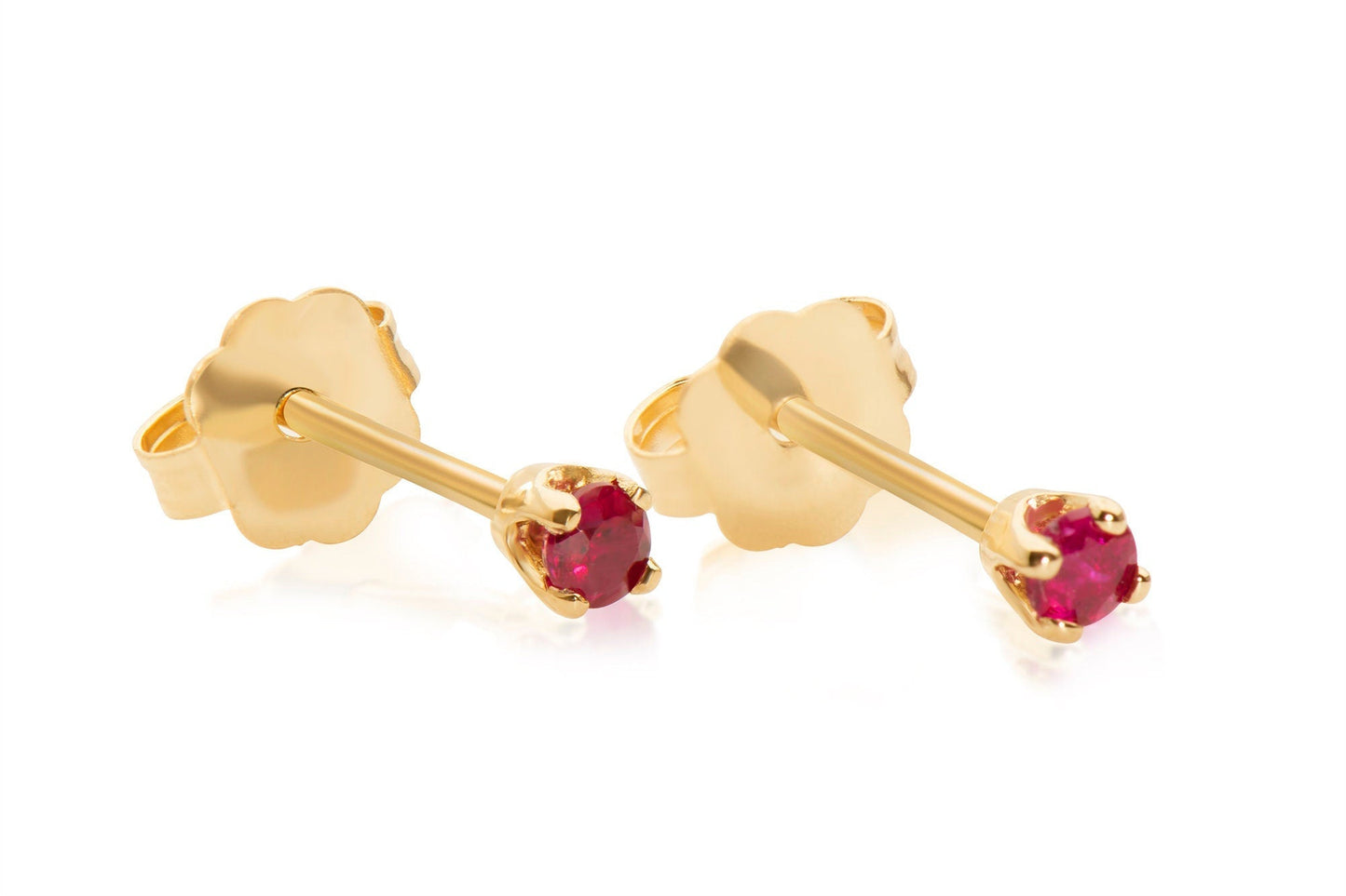 14k Gold Ruby Stud Earrings