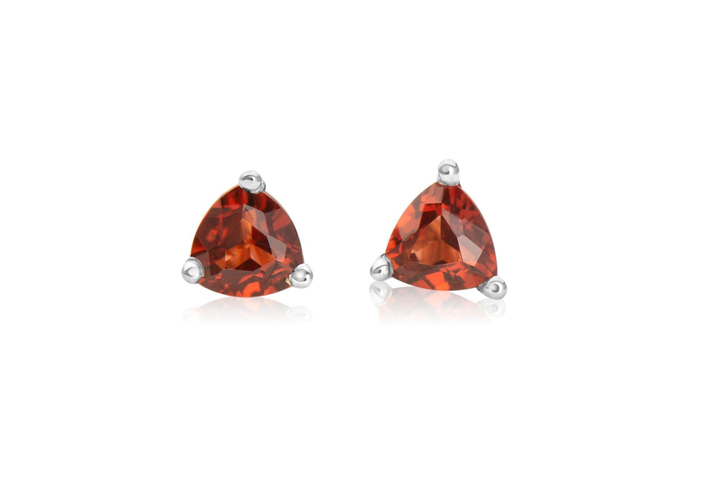14k Gold Triangle Garnet Stud Earrings