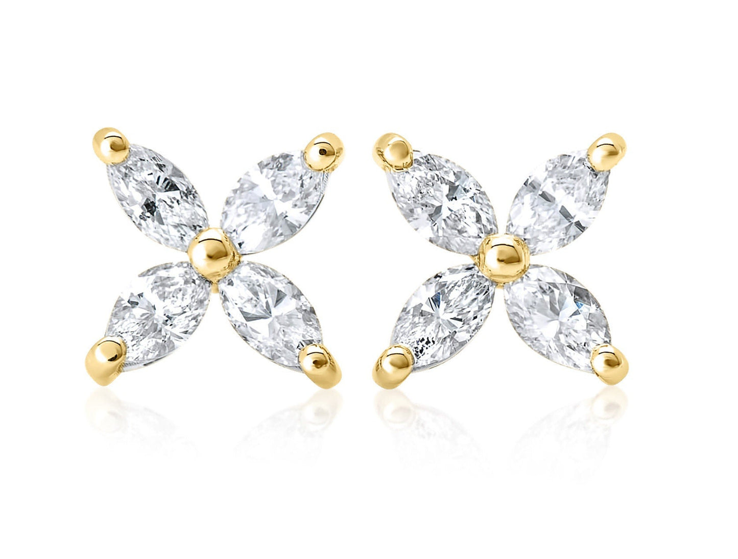 14k Marquise Diamond Stud Earrings