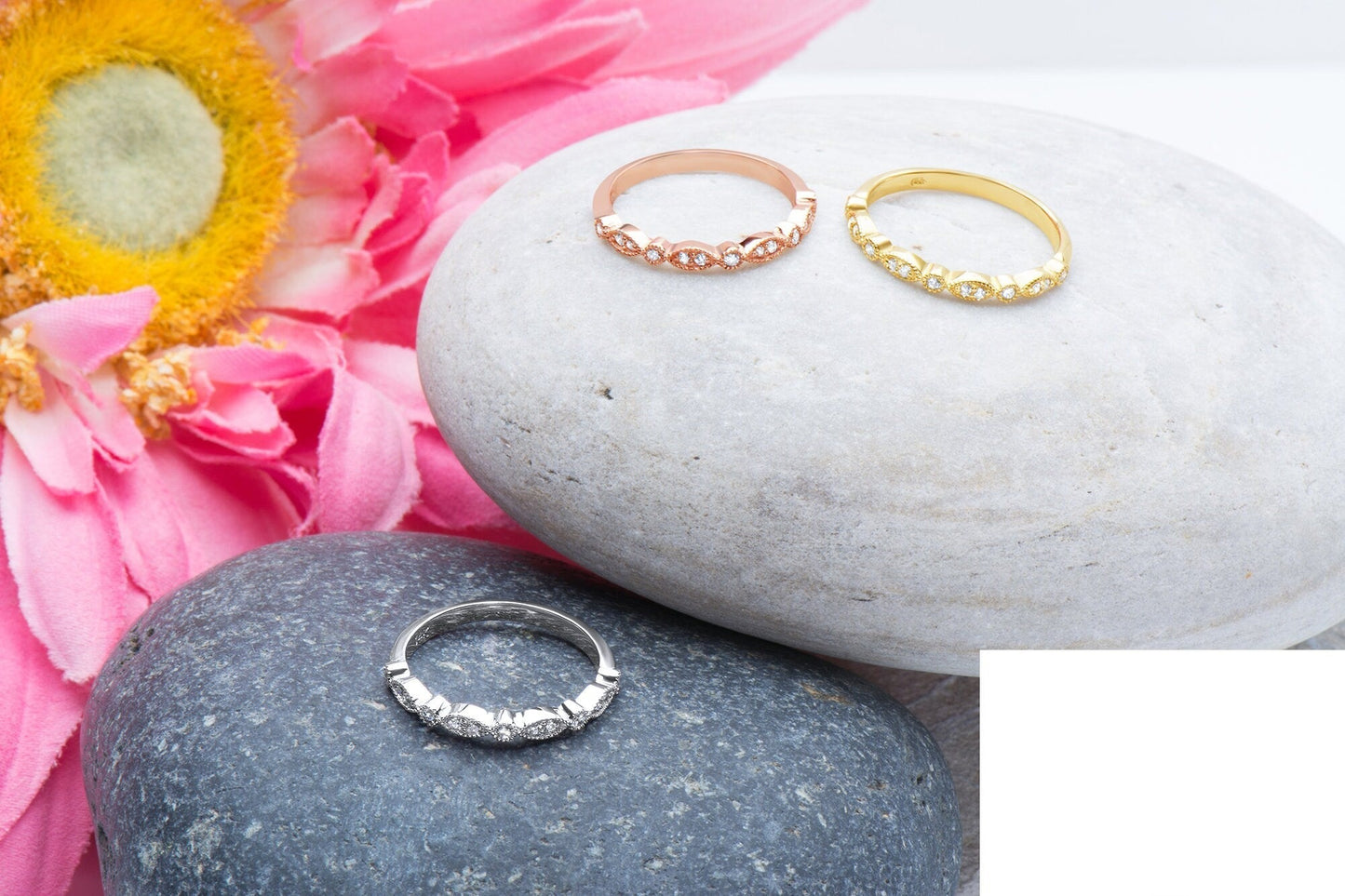 14k Micro Pave Diamond Stacking Ring