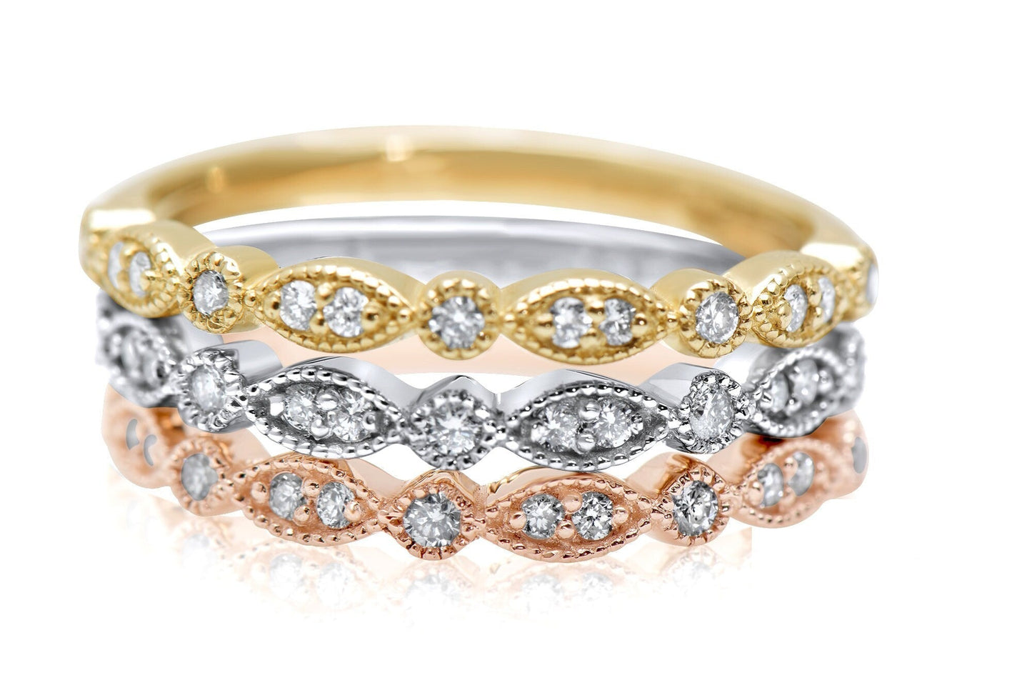 14k Micro Pave Diamond Stacking Ring