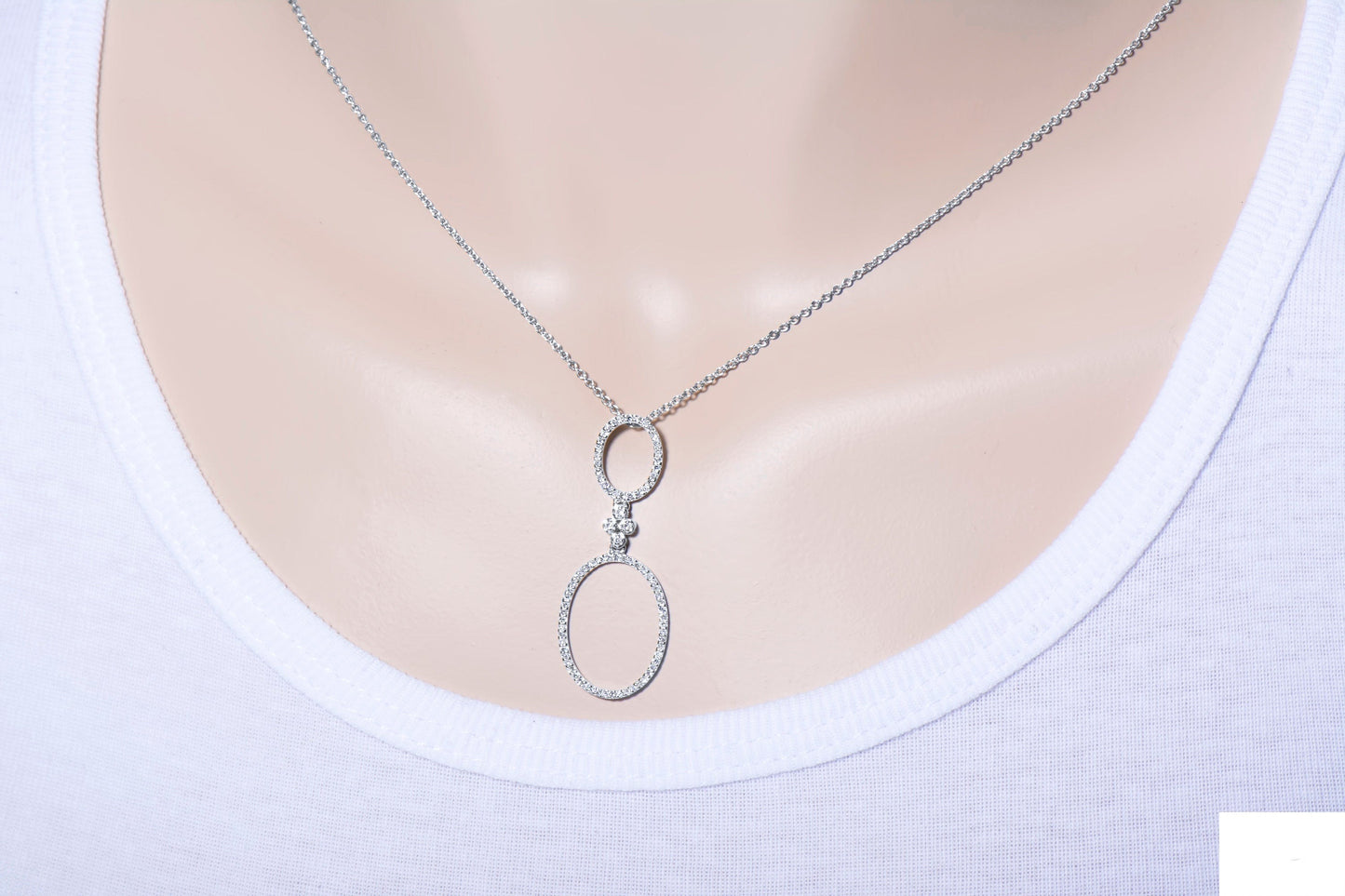 14k Oval Diamond Pendant