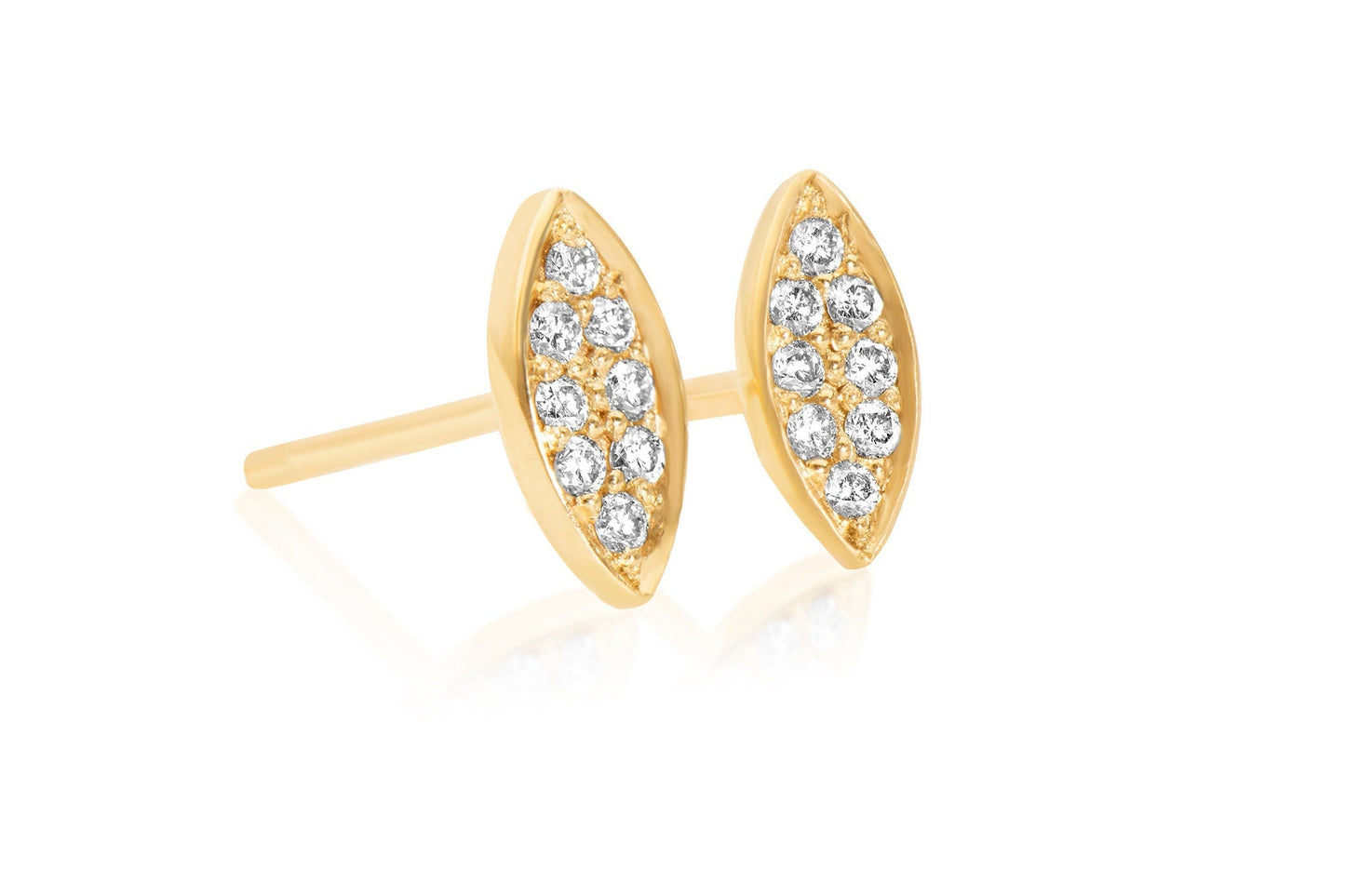 14k Pave Set Diamond Stud Earrings