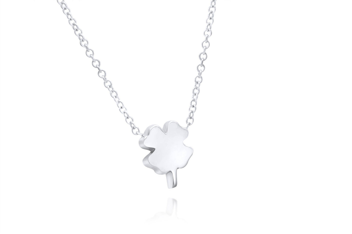 14K Solid Gold Four Leaf Clover Necklace