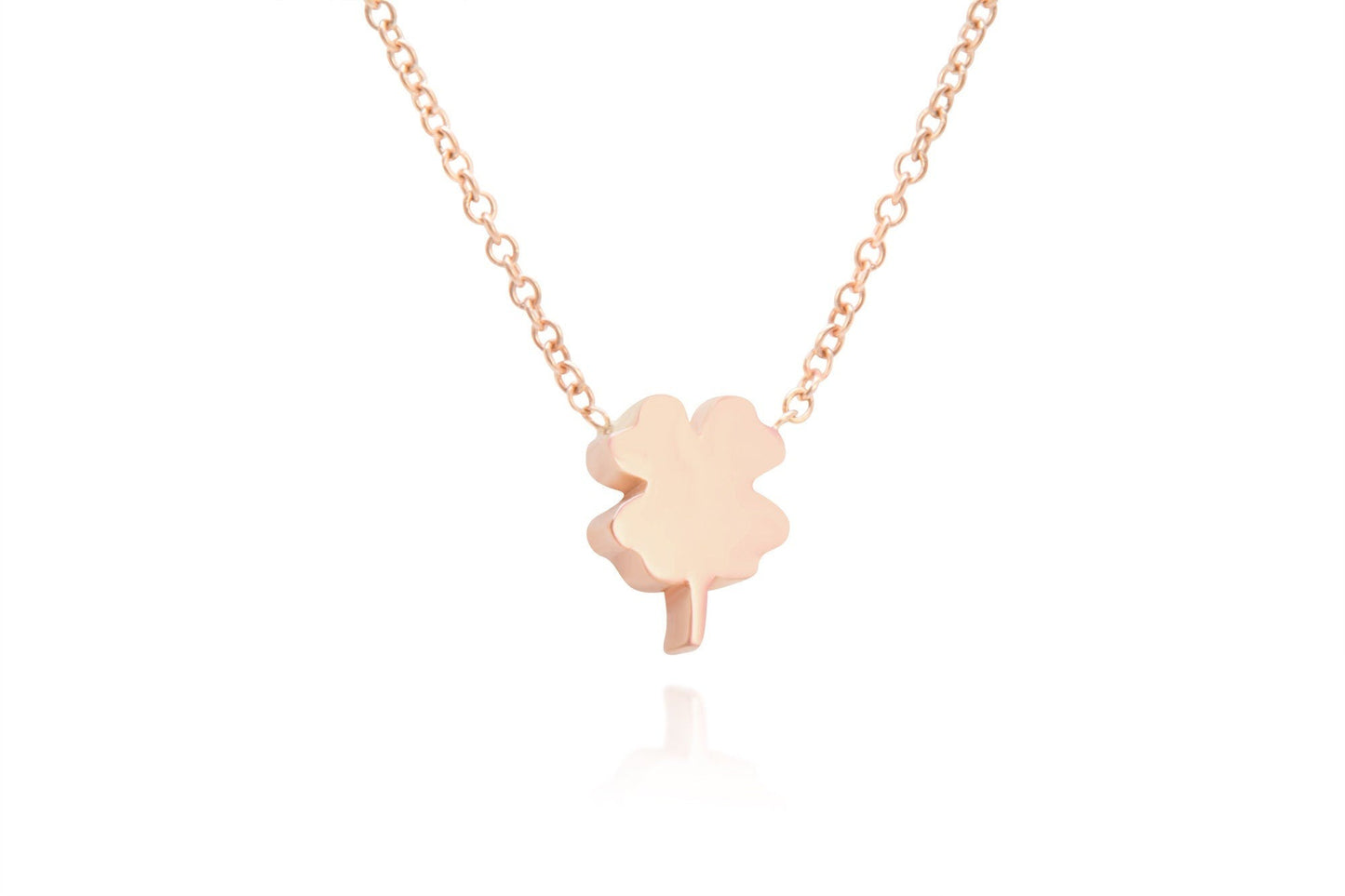 14K Solid Gold Four Leaf Clover Necklace