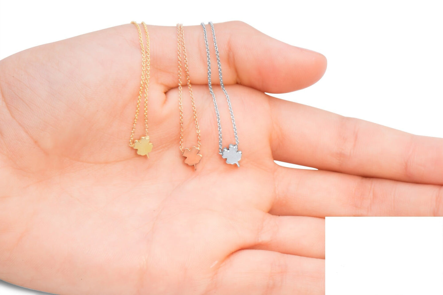 14K Solid Gold Four Leaf Clover Necklace