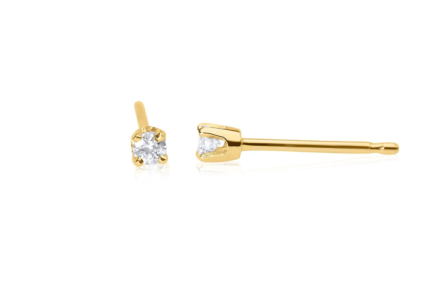 14k Tiny Gold Diamond Studs Earrings