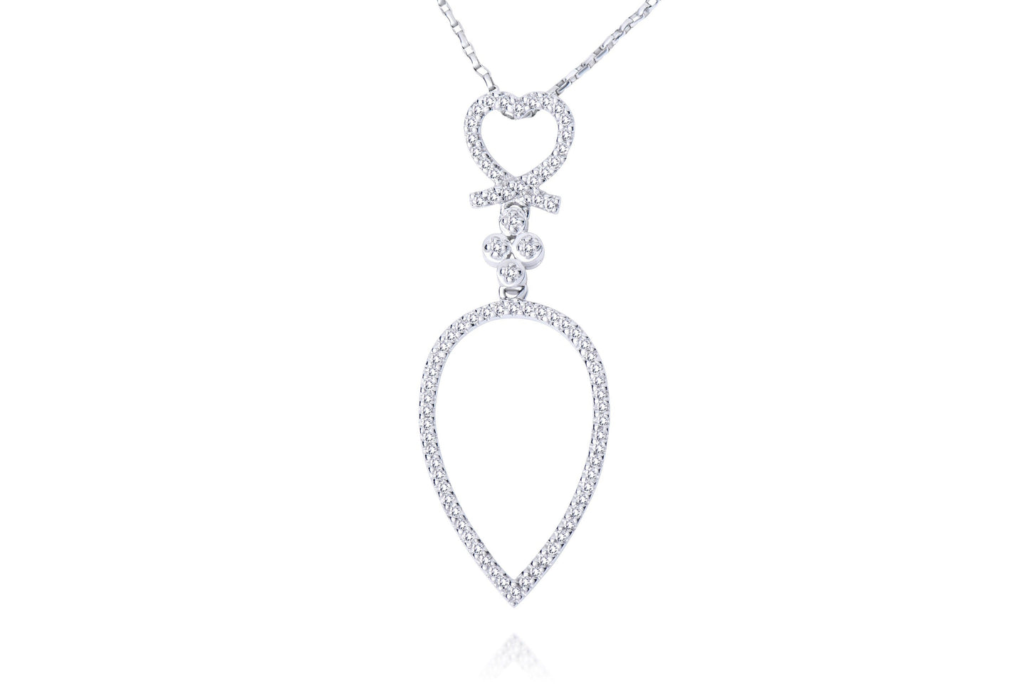 14k White Gold Pear Shaped Diamond Drop Pendant