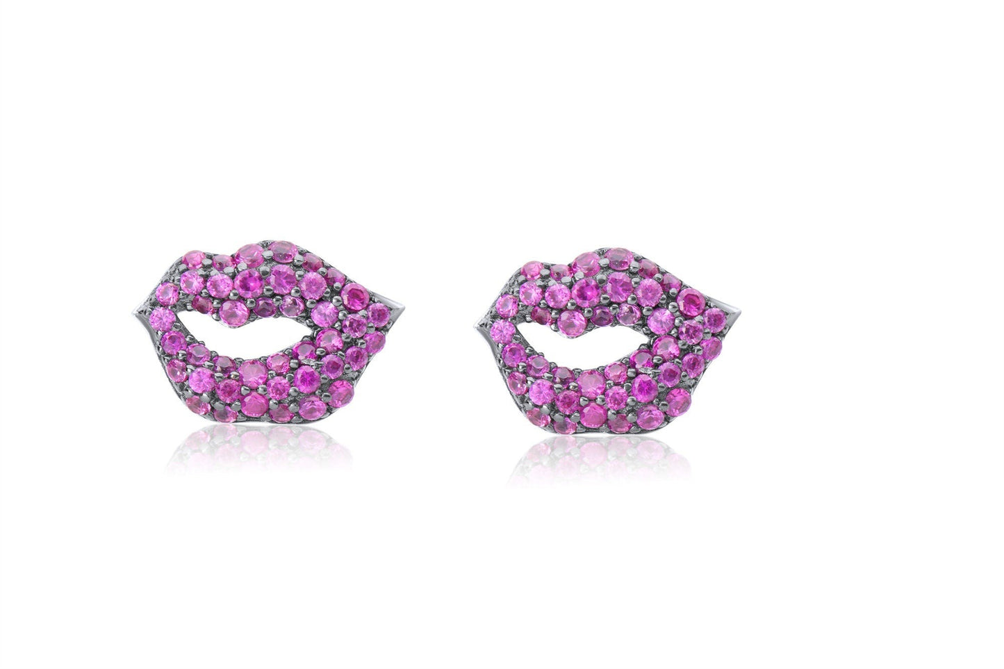 Dainty Sterling Silver Purple Kiss Pink LIPS Earrings